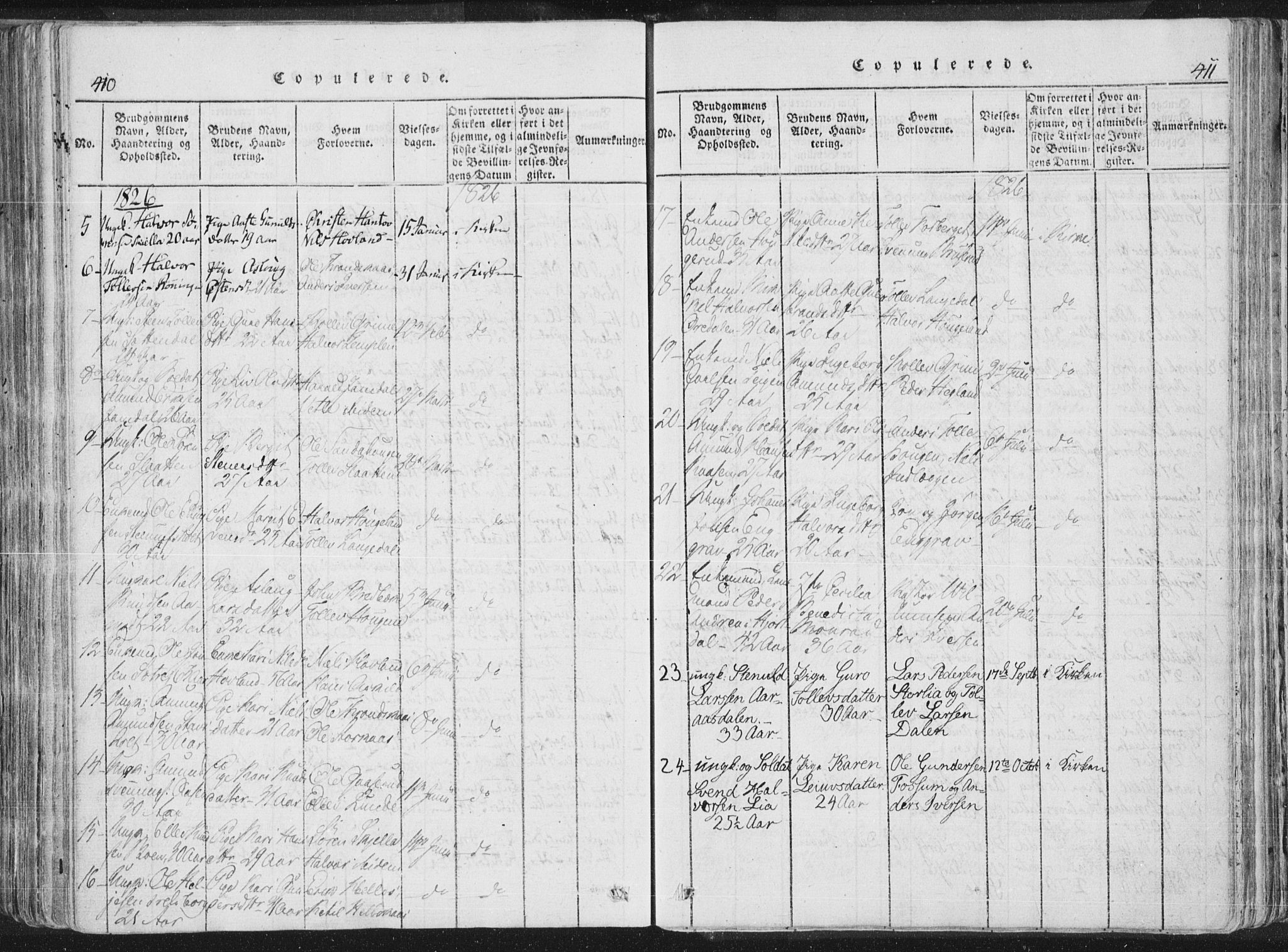 Bø kirkebøker, SAKO/A-257/F/Fa/L0006: Parish register (official) no. 6, 1815-1831, p. 410-411