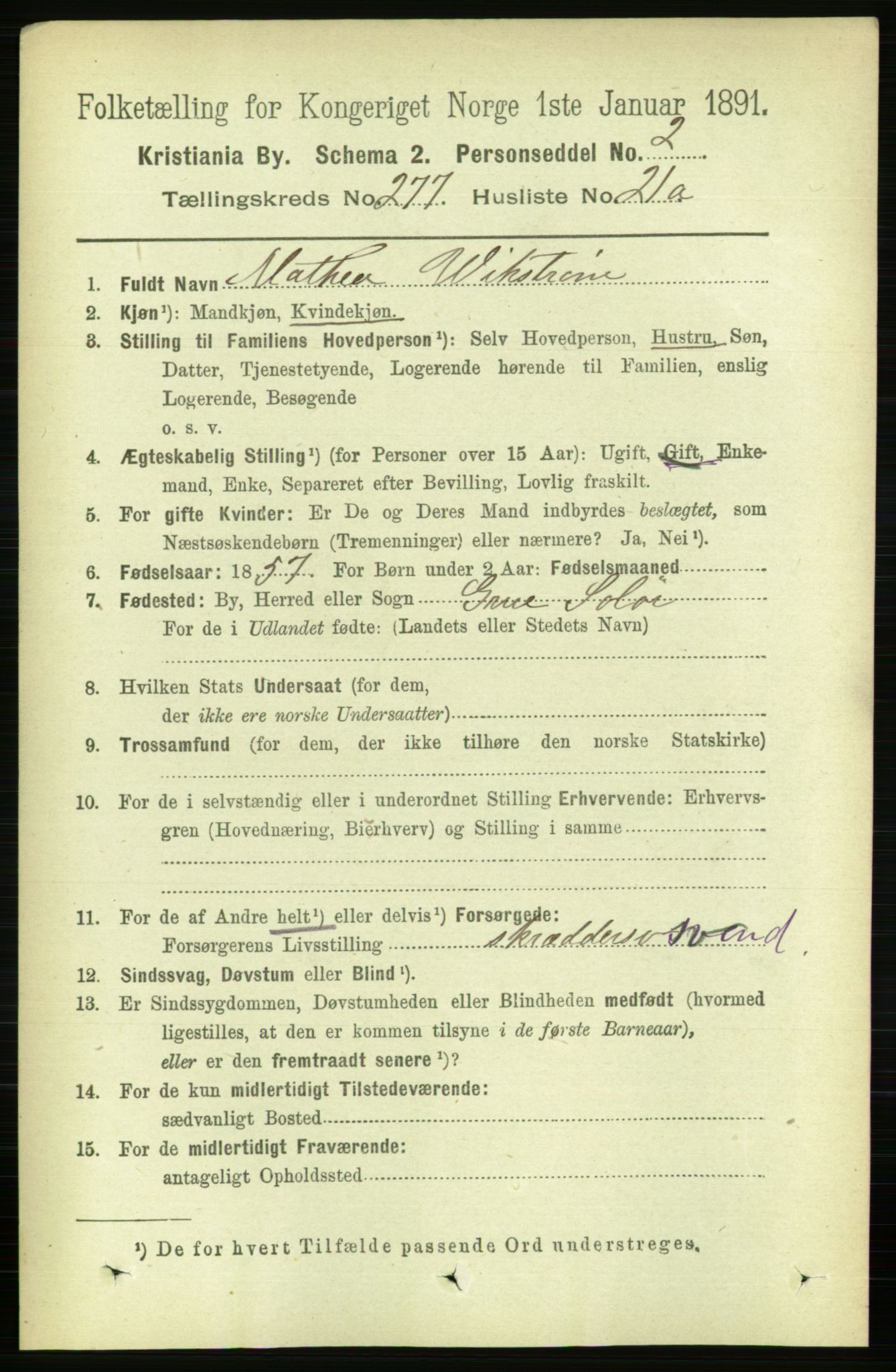 RA, 1891 census for 0301 Kristiania, 1891, p. 168535