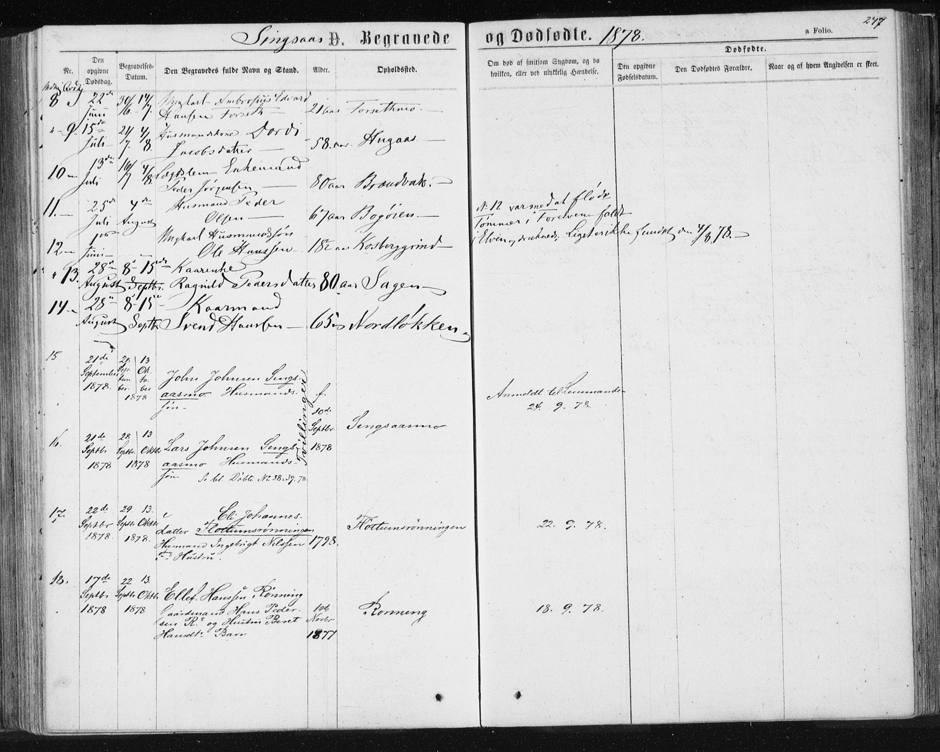Ministerialprotokoller, klokkerbøker og fødselsregistre - Sør-Trøndelag, SAT/A-1456/685/L0970: Parish register (official) no. 685A08 /2, 1870-1878, p. 247