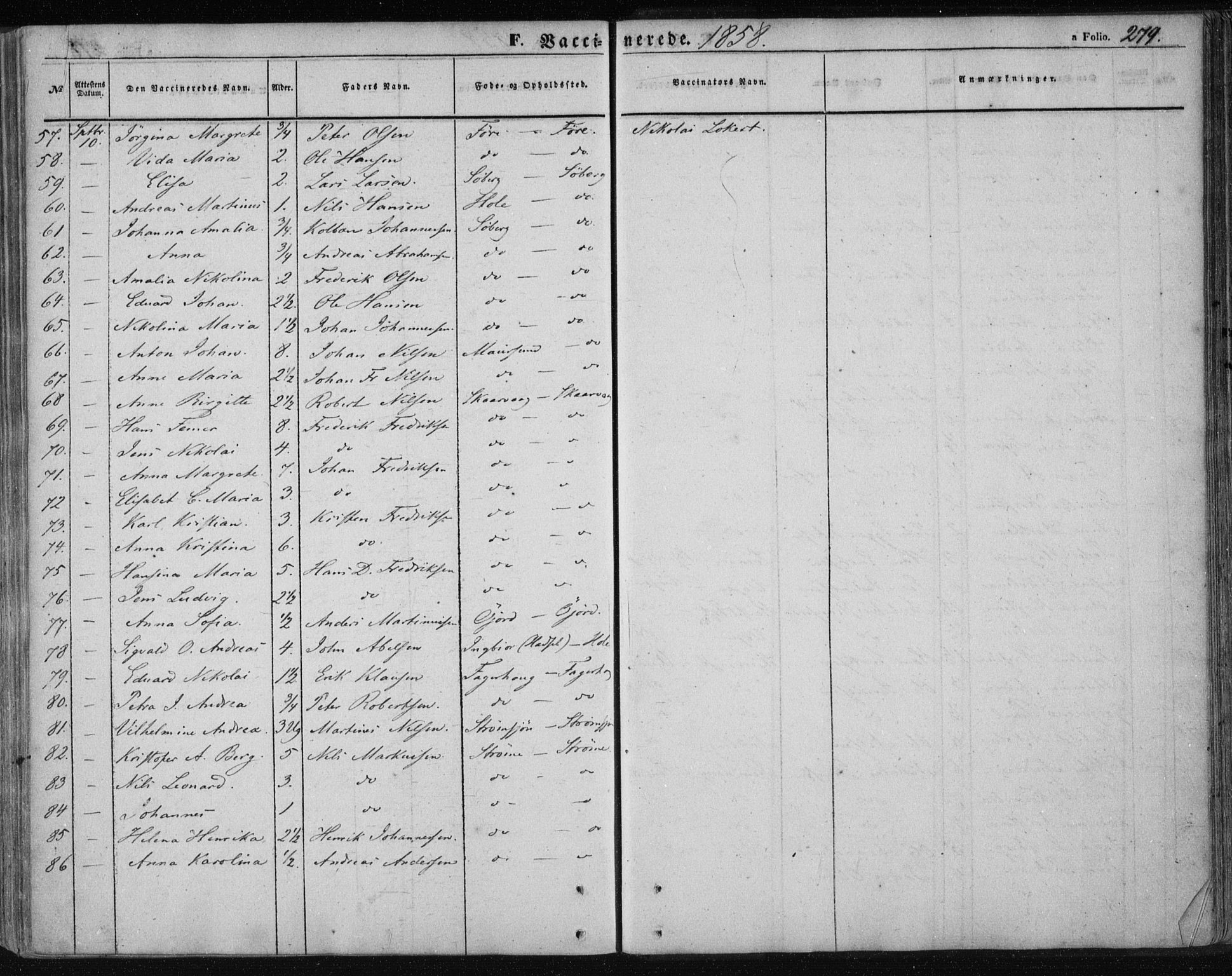 Ministerialprotokoller, klokkerbøker og fødselsregistre - Nordland, AV/SAT-A-1459/891/L1300: Parish register (official) no. 891A05, 1856-1870, p. 279