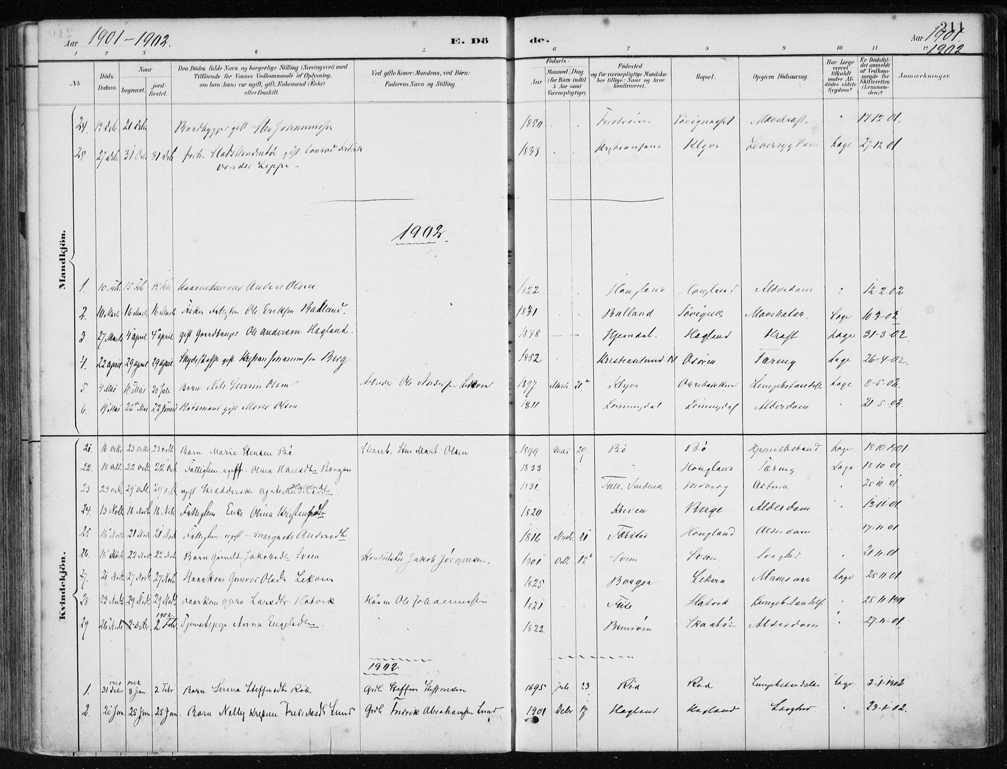 Os sokneprestembete, SAB/A-99929: Parish register (official) no. B 1, 1885-1902, p. 211