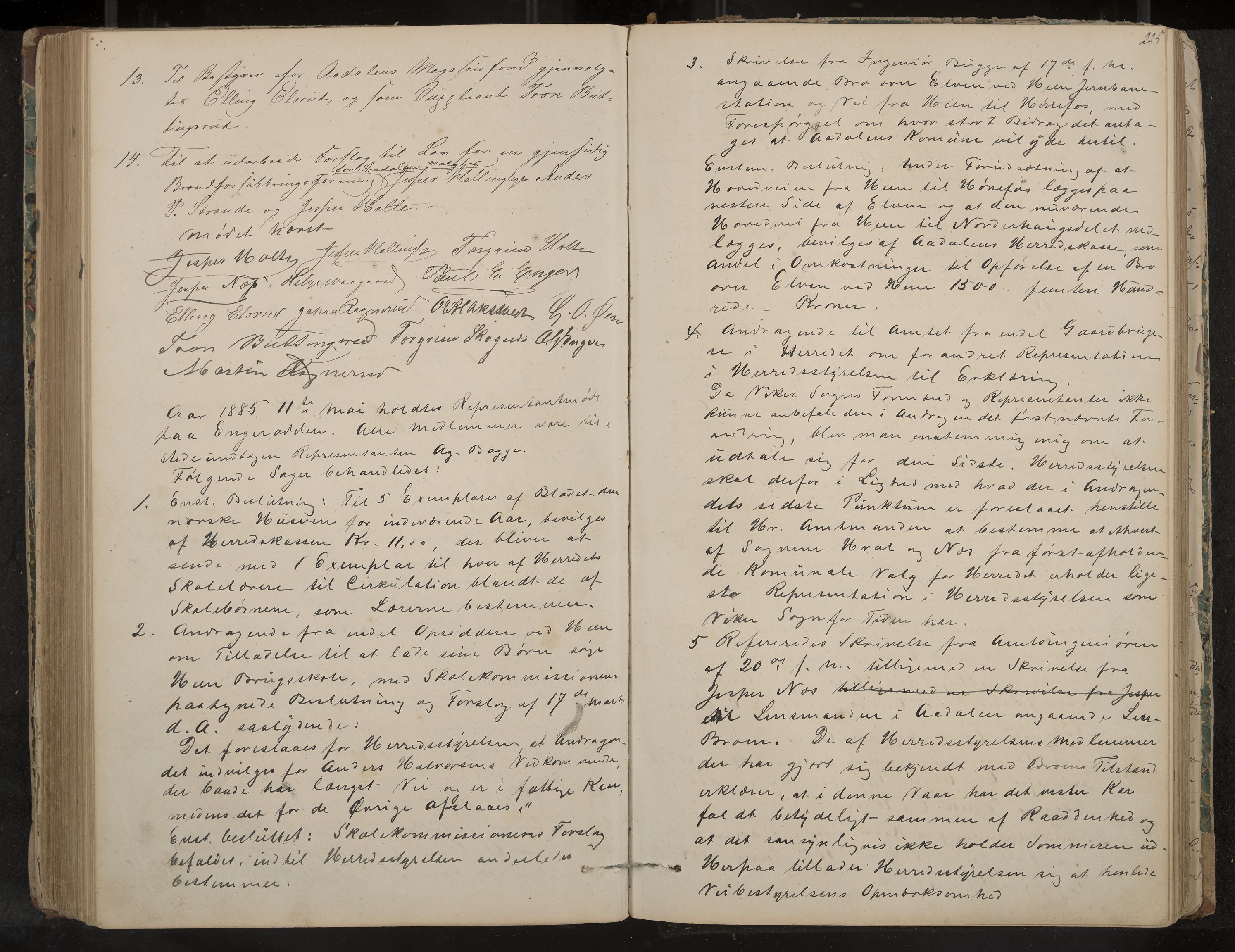 Ådal formannskap og sentraladministrasjon, IKAK/0614021/A/Aa/L0001: Møtebok, 1858-1891, p. 225