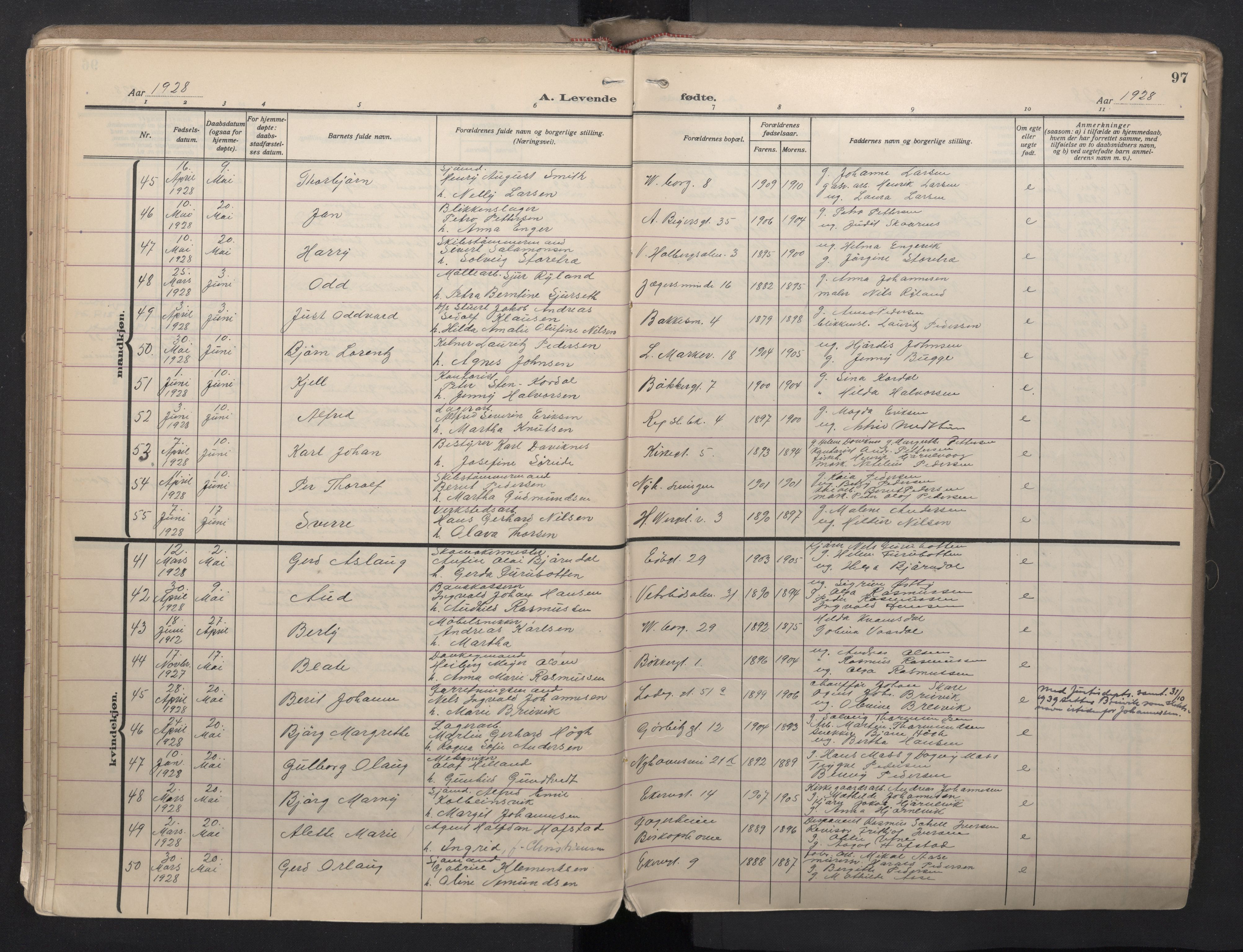 Sandviken Sokneprestembete, AV/SAB-A-77601/H/Ha/L0008: Parish register (official) no. B 5, 1924-1944, p. 97