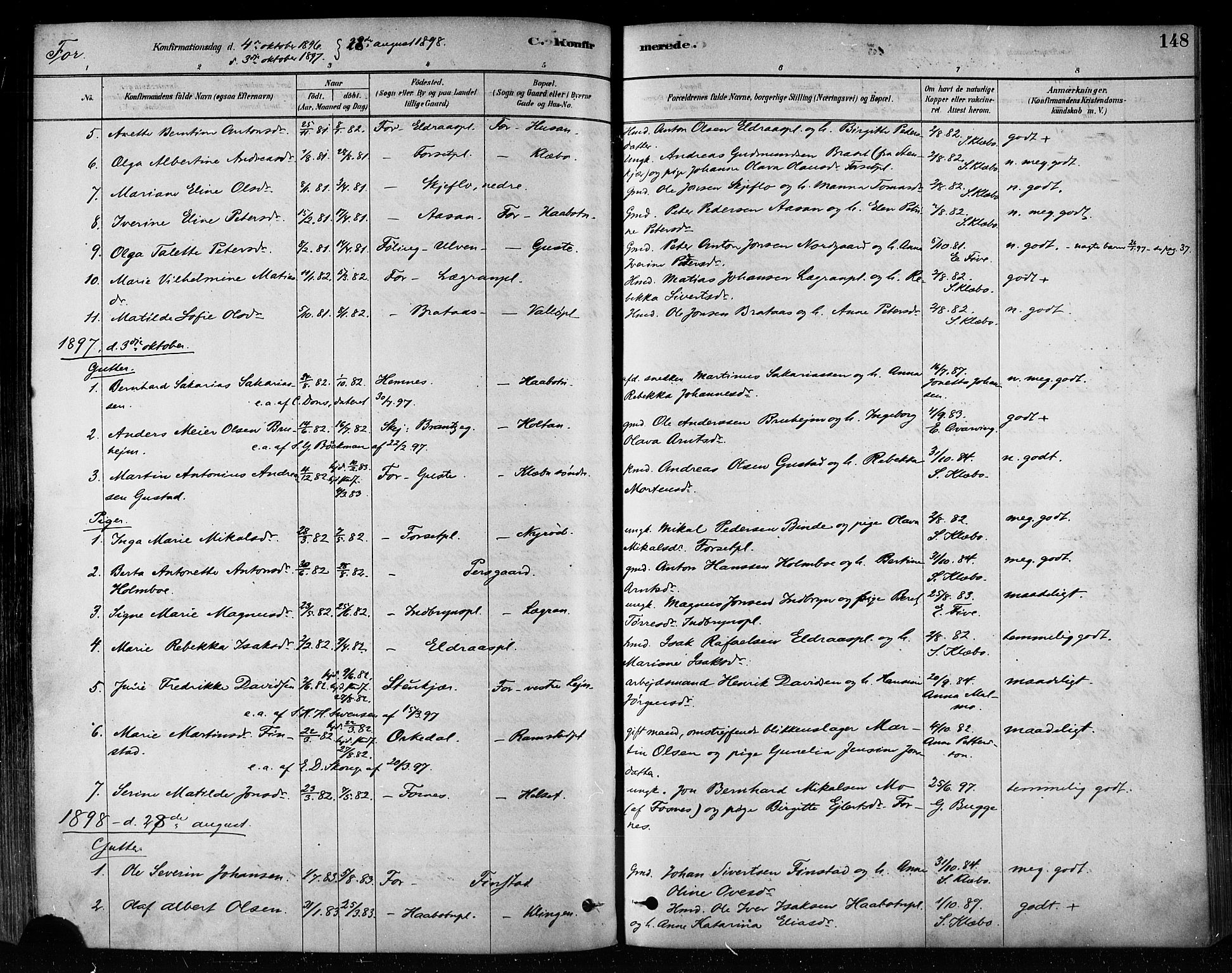 Ministerialprotokoller, klokkerbøker og fødselsregistre - Nord-Trøndelag, AV/SAT-A-1458/746/L0448: Parish register (official) no. 746A07 /1, 1878-1900, p. 148