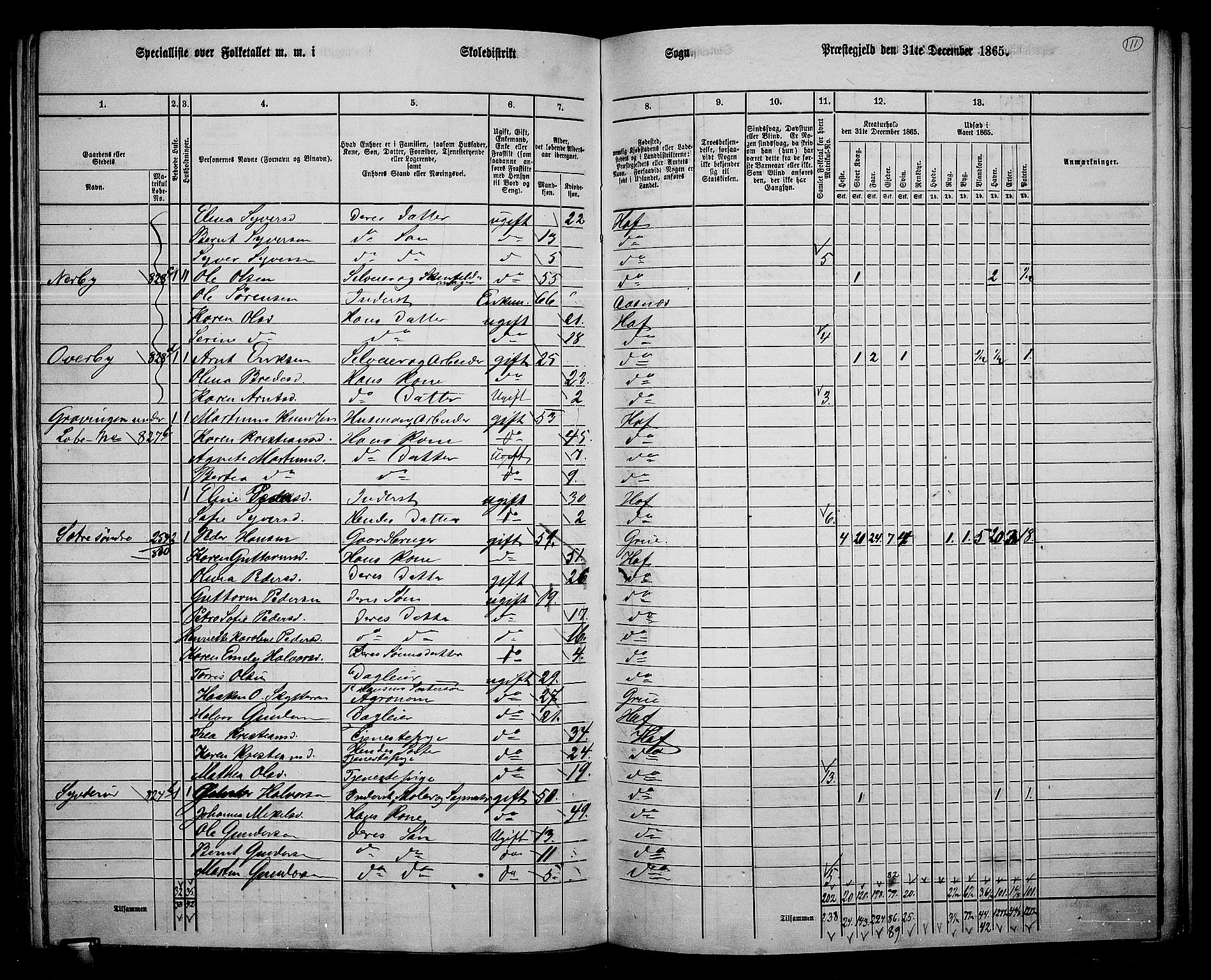 RA, 1865 census for Hof, 1865, p. 103