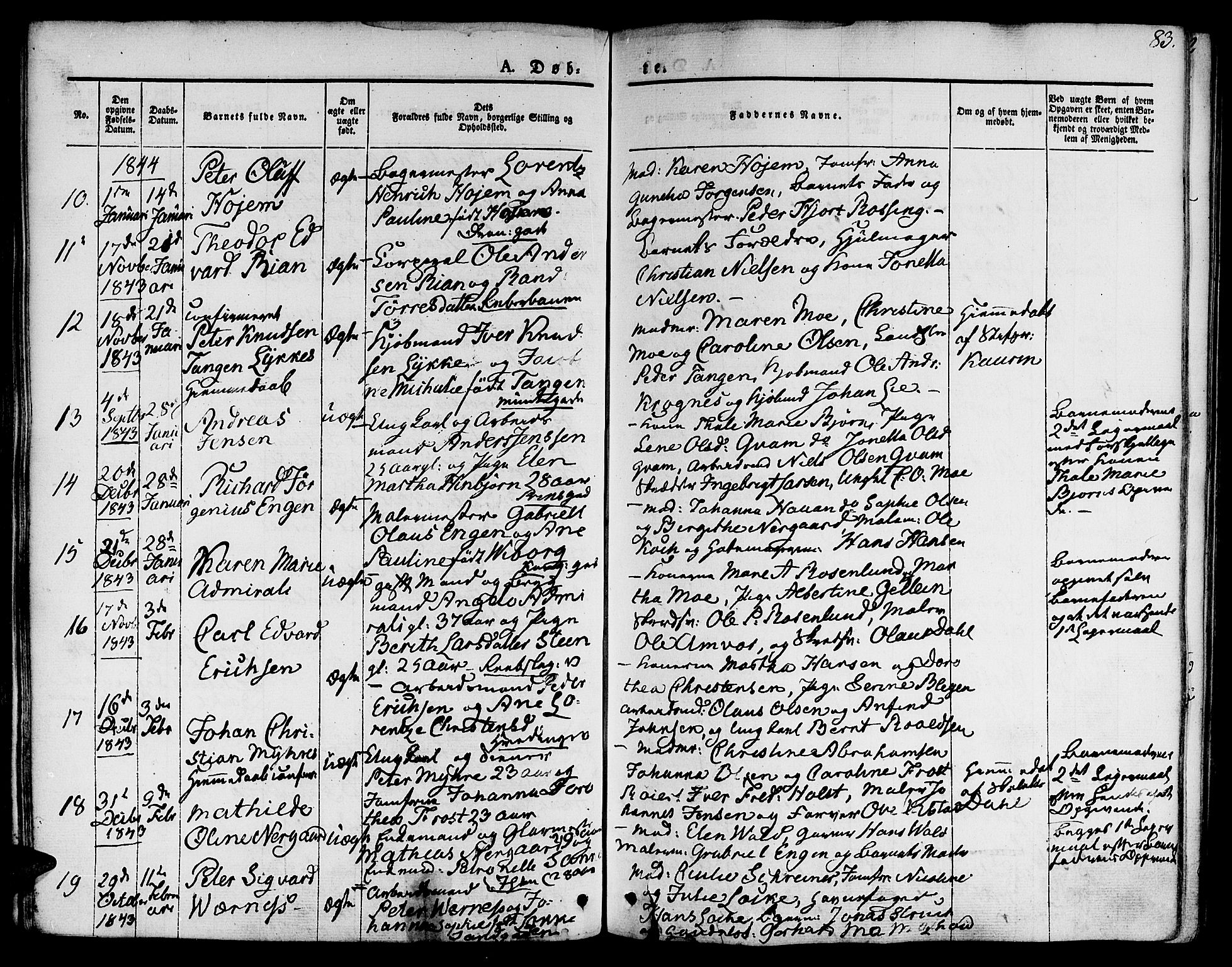 Ministerialprotokoller, klokkerbøker og fødselsregistre - Sør-Trøndelag, SAT/A-1456/601/L0048: Parish register (official) no. 601A16, 1840-1847, p. 83