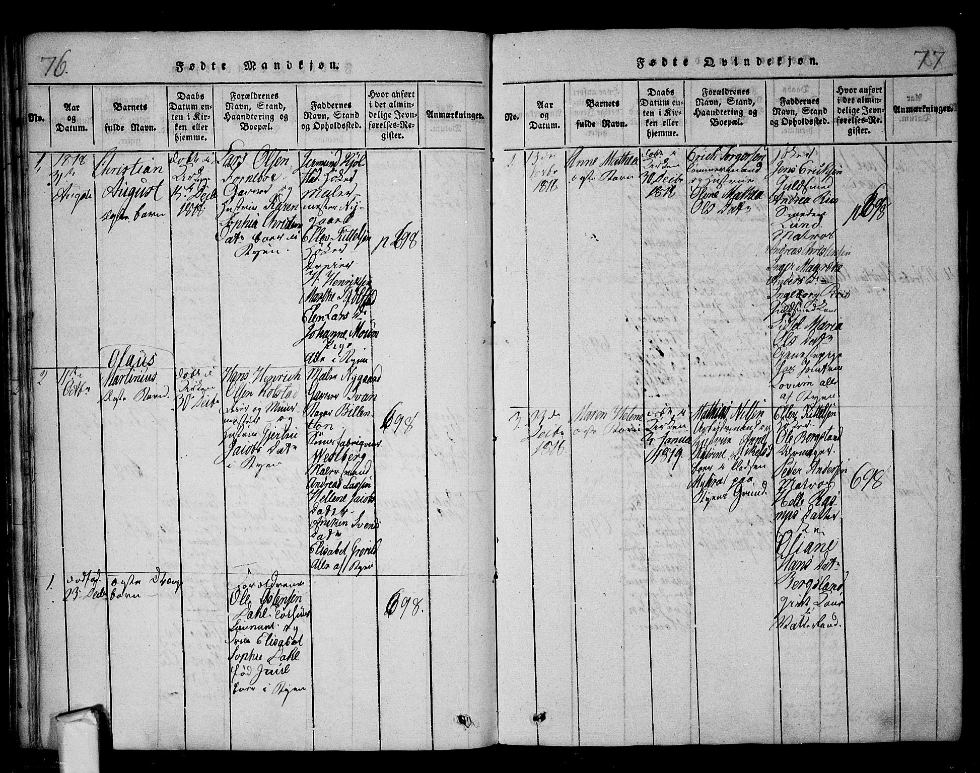 Fredrikstad prestekontor Kirkebøker, SAO/A-11082/F/Fa/L0004: Parish register (official) no. 4, 1816-1834, p. 76-77