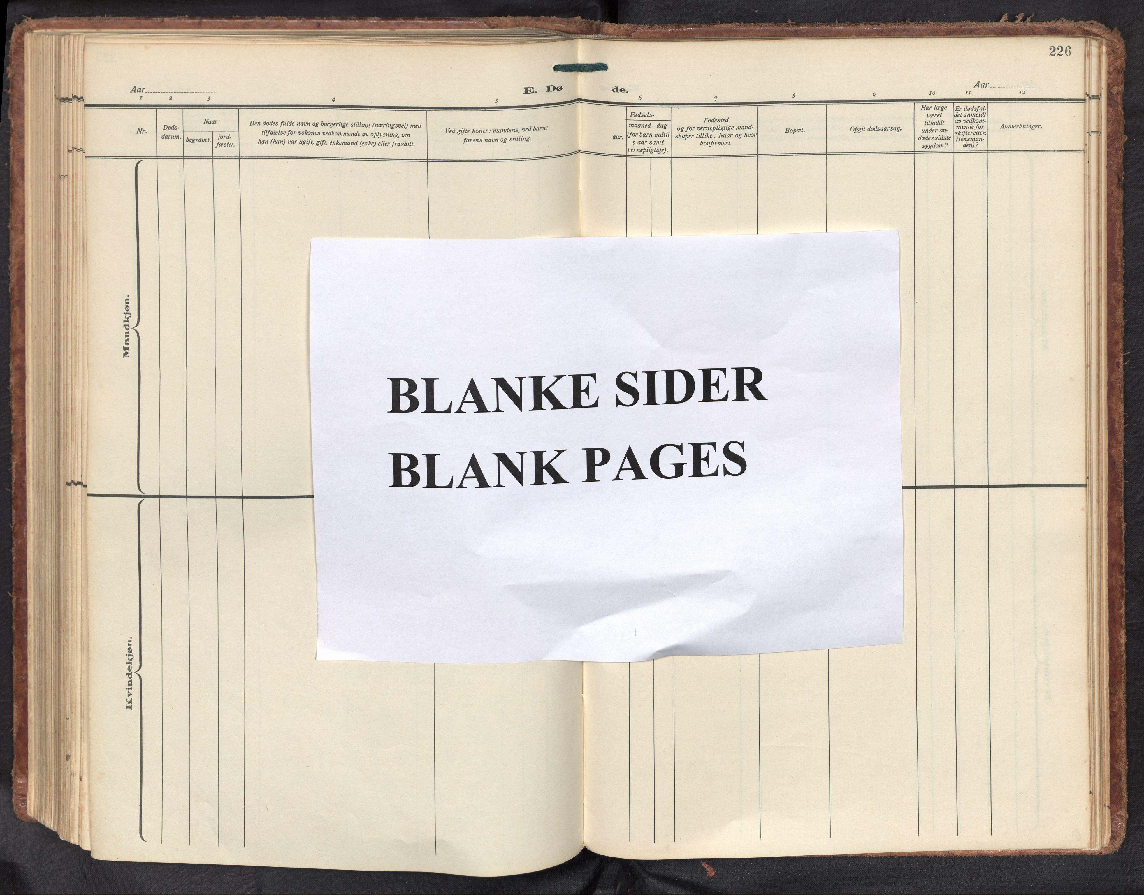 Davik sokneprestembete, AV/SAB-A-79701/H/Haa/Haad/L0003: Parish register (official) no. D 3, 1931-1952, p. 225b-226a