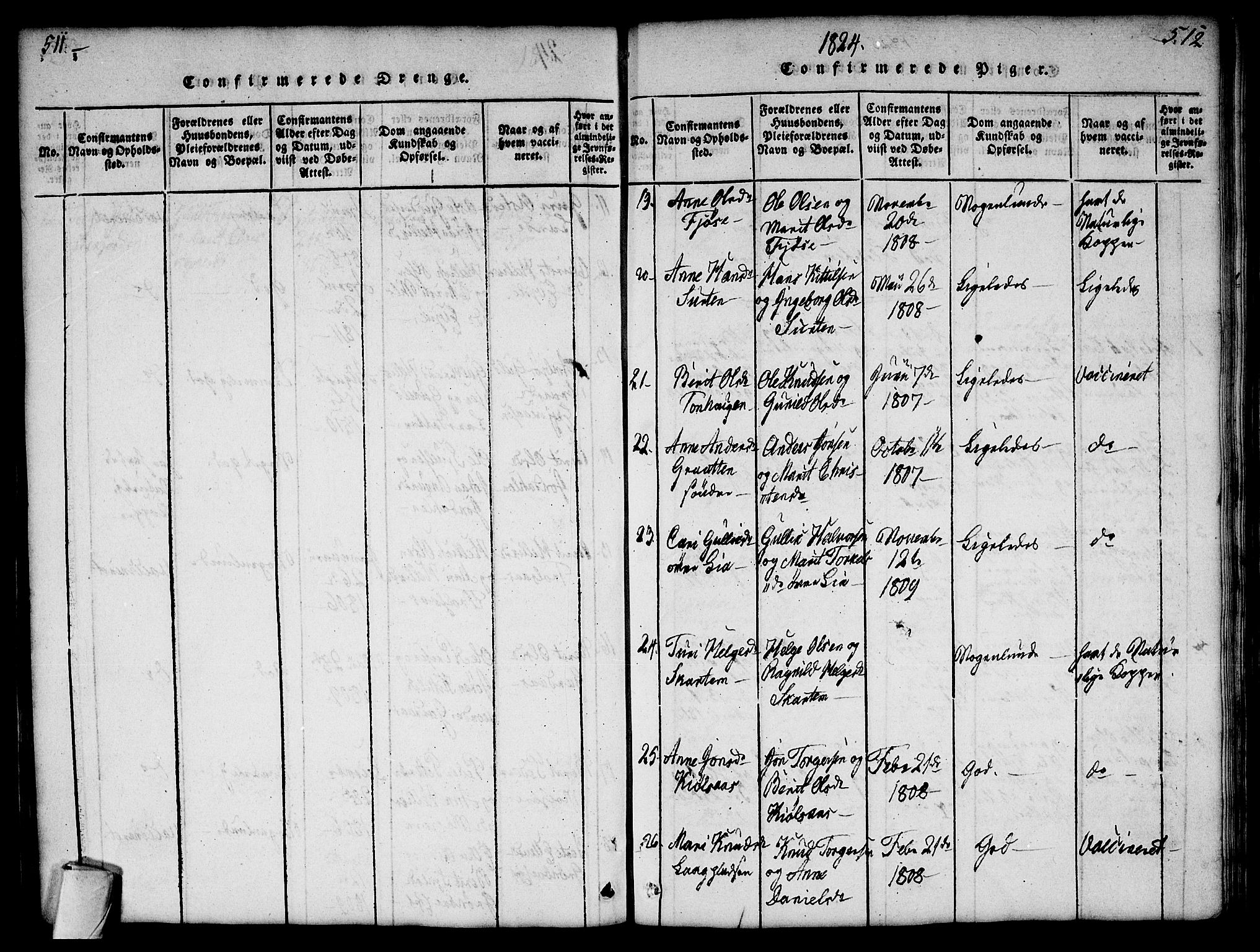 Flesberg kirkebøker, SAKO/A-18/G/Ga/L0001: Parish register (copy) no. I 1, 1816-1834, p. 511-512