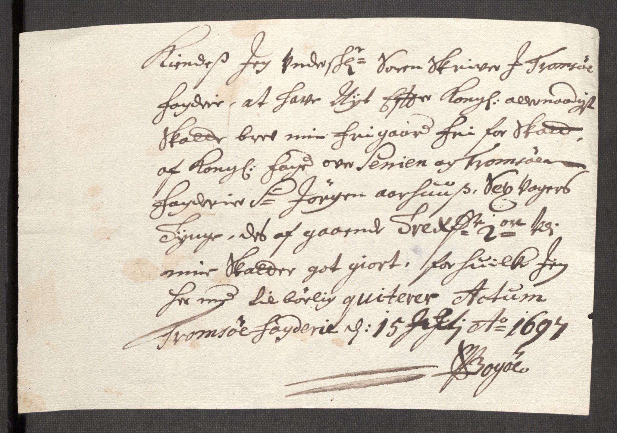 Rentekammeret inntil 1814, Reviderte regnskaper, Fogderegnskap, AV/RA-EA-4092/R68/L4754: Fogderegnskap Senja og Troms, 1697-1699, p. 119