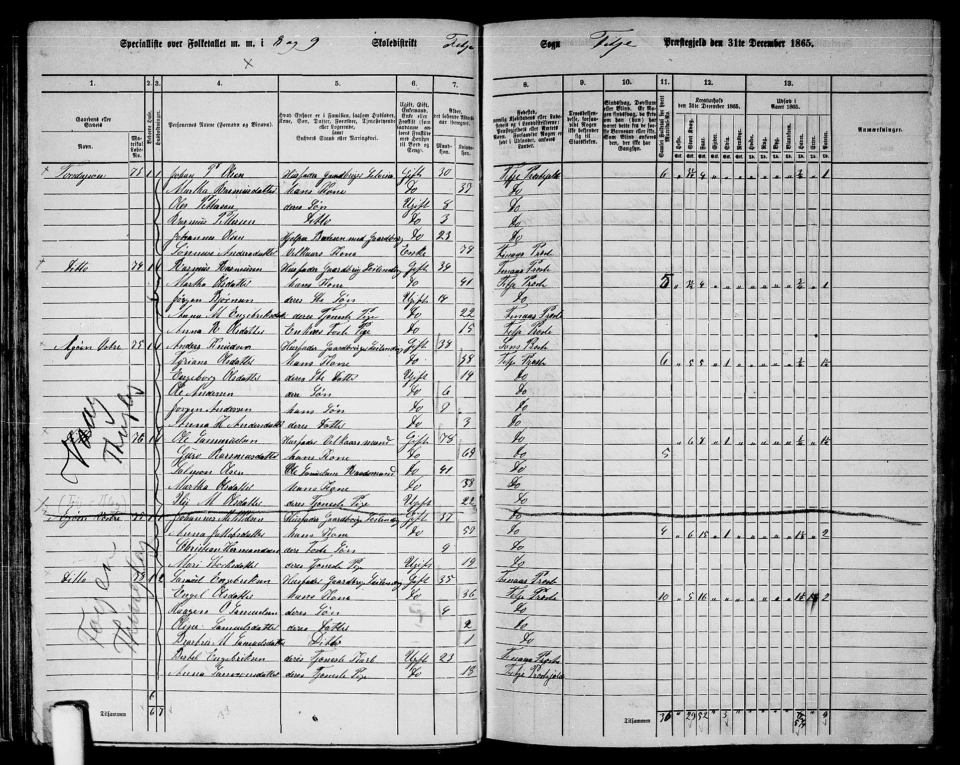 RA, 1865 census for Fitjar, 1865, p. 46