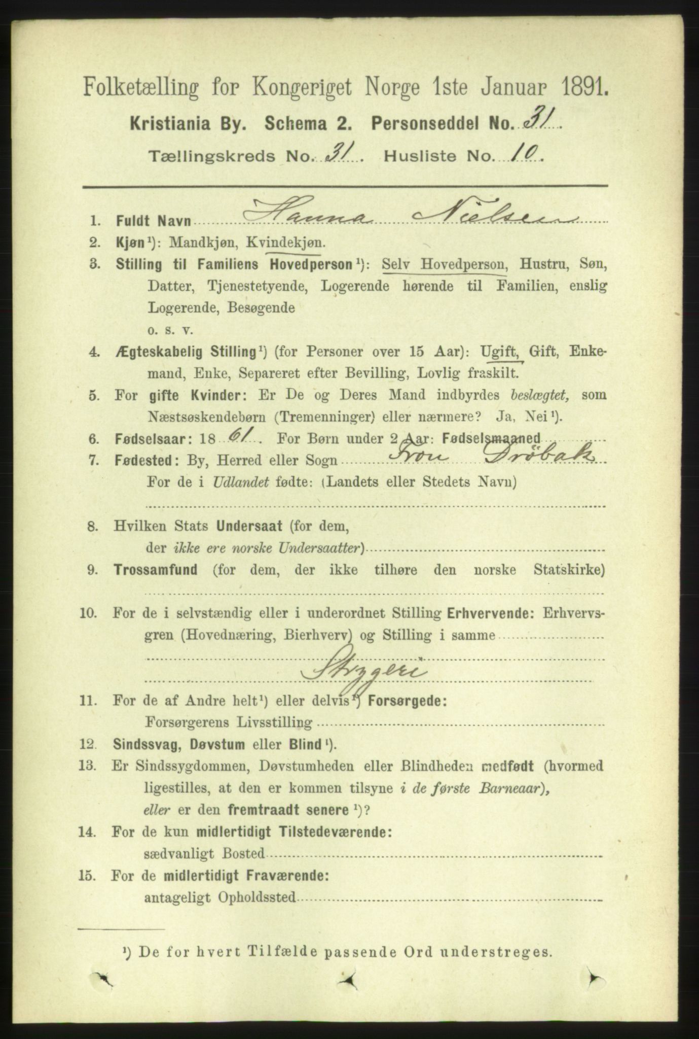 RA, 1891 census for 0301 Kristiania, 1891, p. 16184
