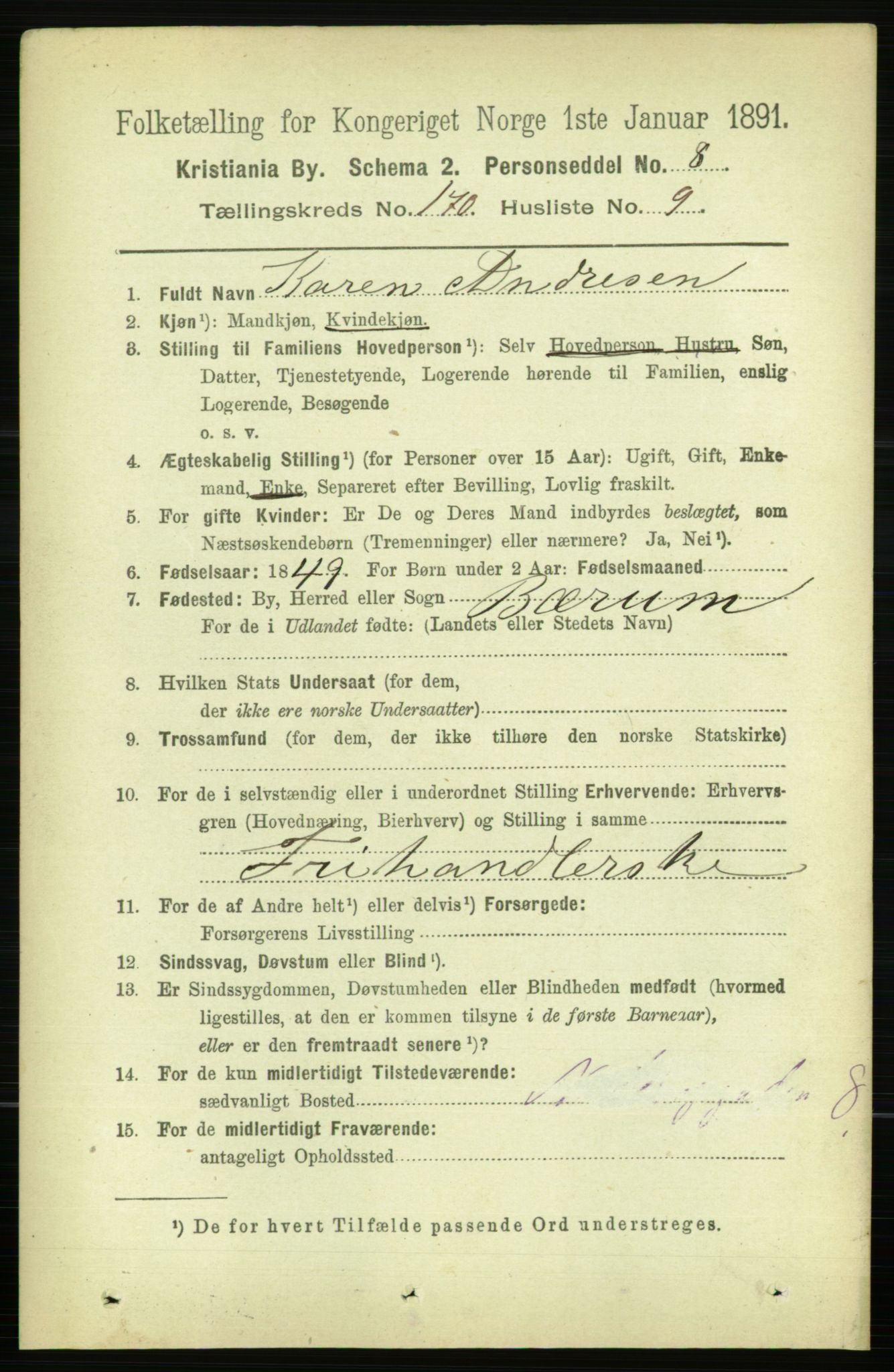 RA, 1891 census for 0301 Kristiania, 1891, p. 99960