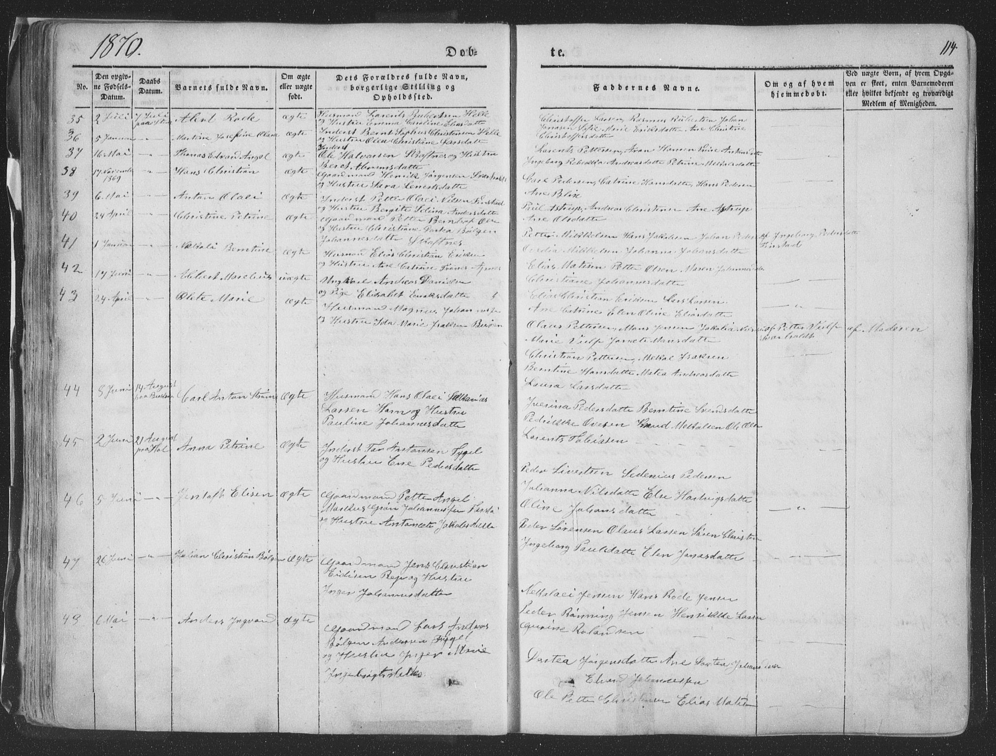 Ministerialprotokoller, klokkerbøker og fødselsregistre - Nordland, SAT/A-1459/881/L1165: Parish register (copy) no. 881C02, 1854-1876, p. 114