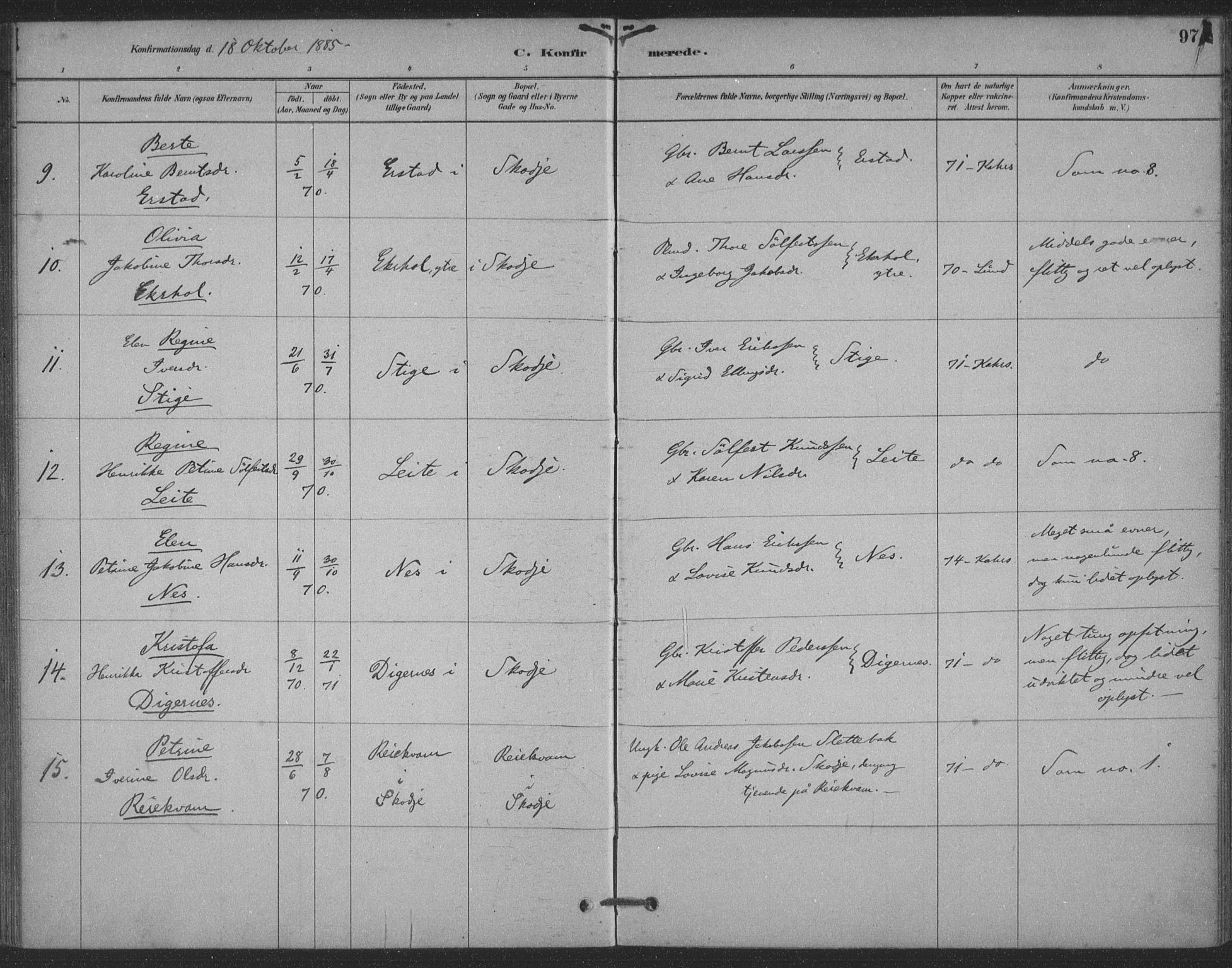 Ministerialprotokoller, klokkerbøker og fødselsregistre - Møre og Romsdal, AV/SAT-A-1454/524/L0356: Parish register (official) no. 524A08, 1880-1899, p. 97