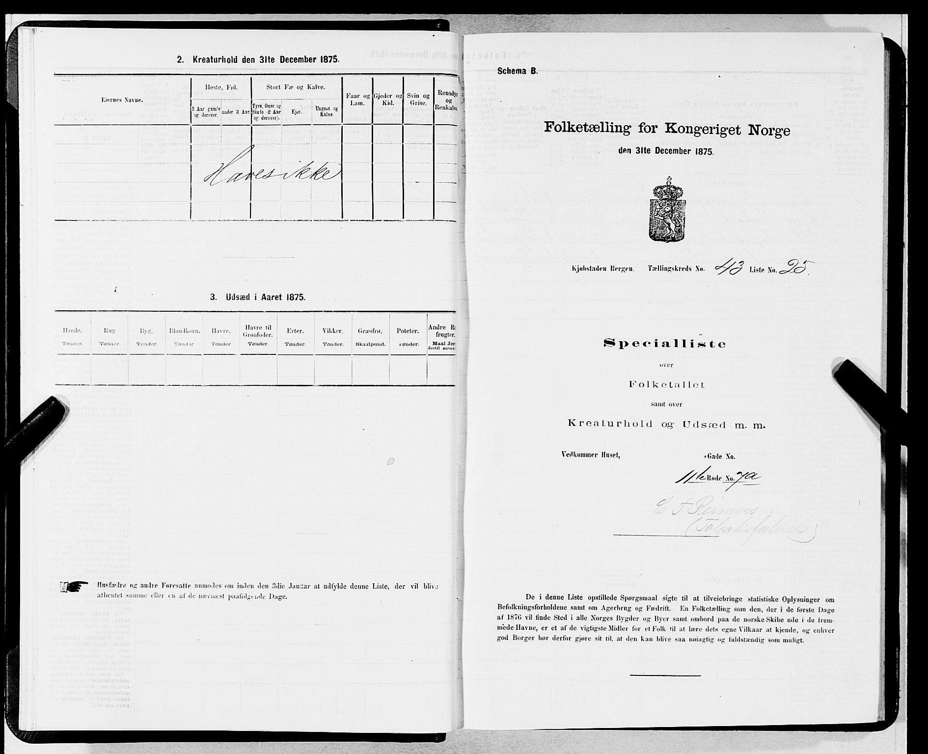 SAB, 1875 census for 1301 Bergen, 1875, p. 2277