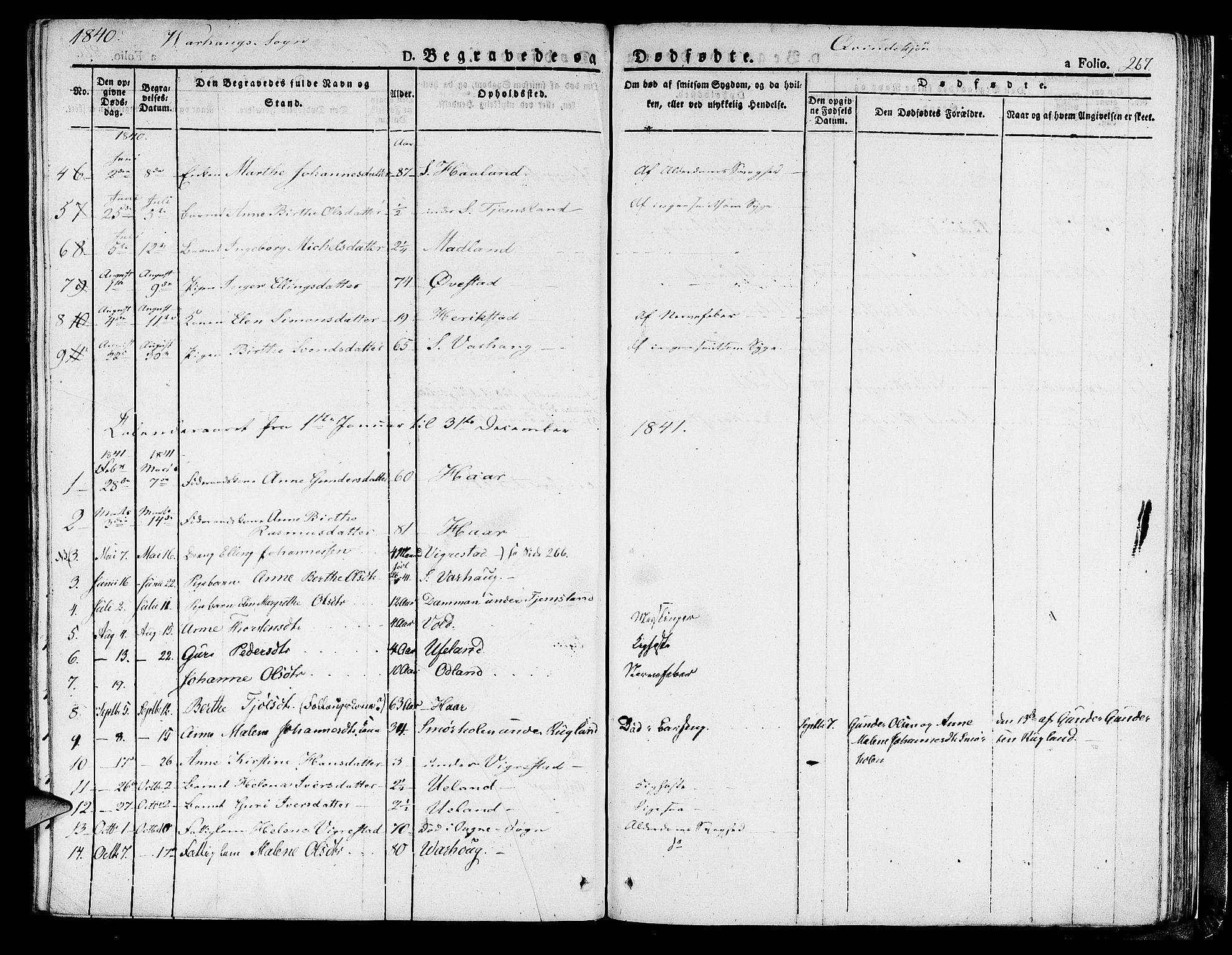 Hå sokneprestkontor, AV/SAST-A-101801/001/30BA/L0004: Parish register (official) no. A 4.1 /2, 1826-1841, p. 267