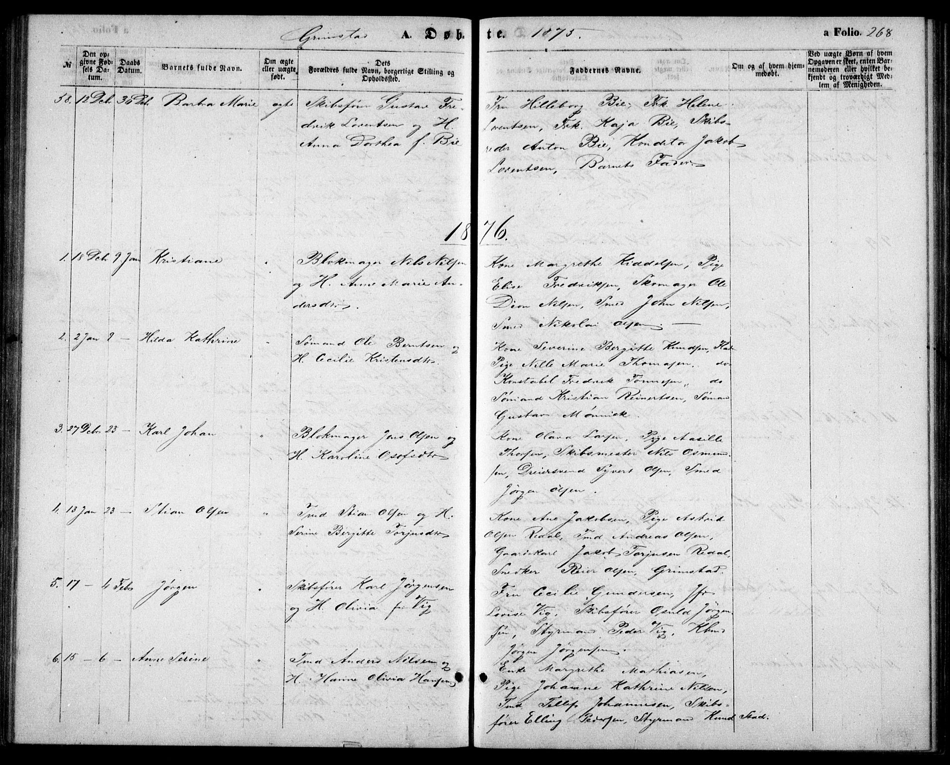 Fjære sokneprestkontor, SAK/1111-0011/F/Fb/L0009: Parish register (copy) no. B 9, 1867-1870, p. 268