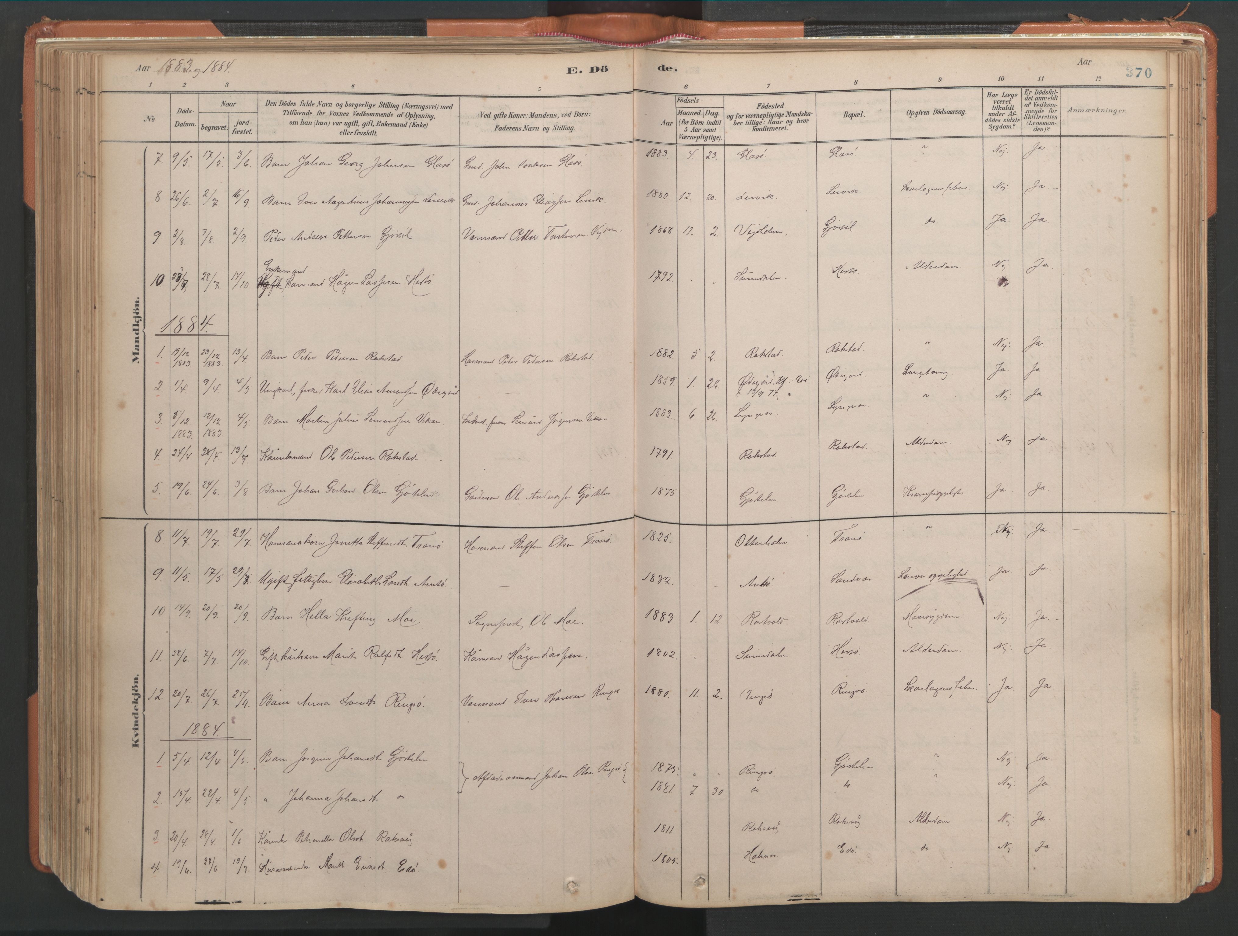 Ministerialprotokoller, klokkerbøker og fødselsregistre - Møre og Romsdal, SAT/A-1454/581/L0941: Parish register (official) no. 581A09, 1880-1919, p. 370
