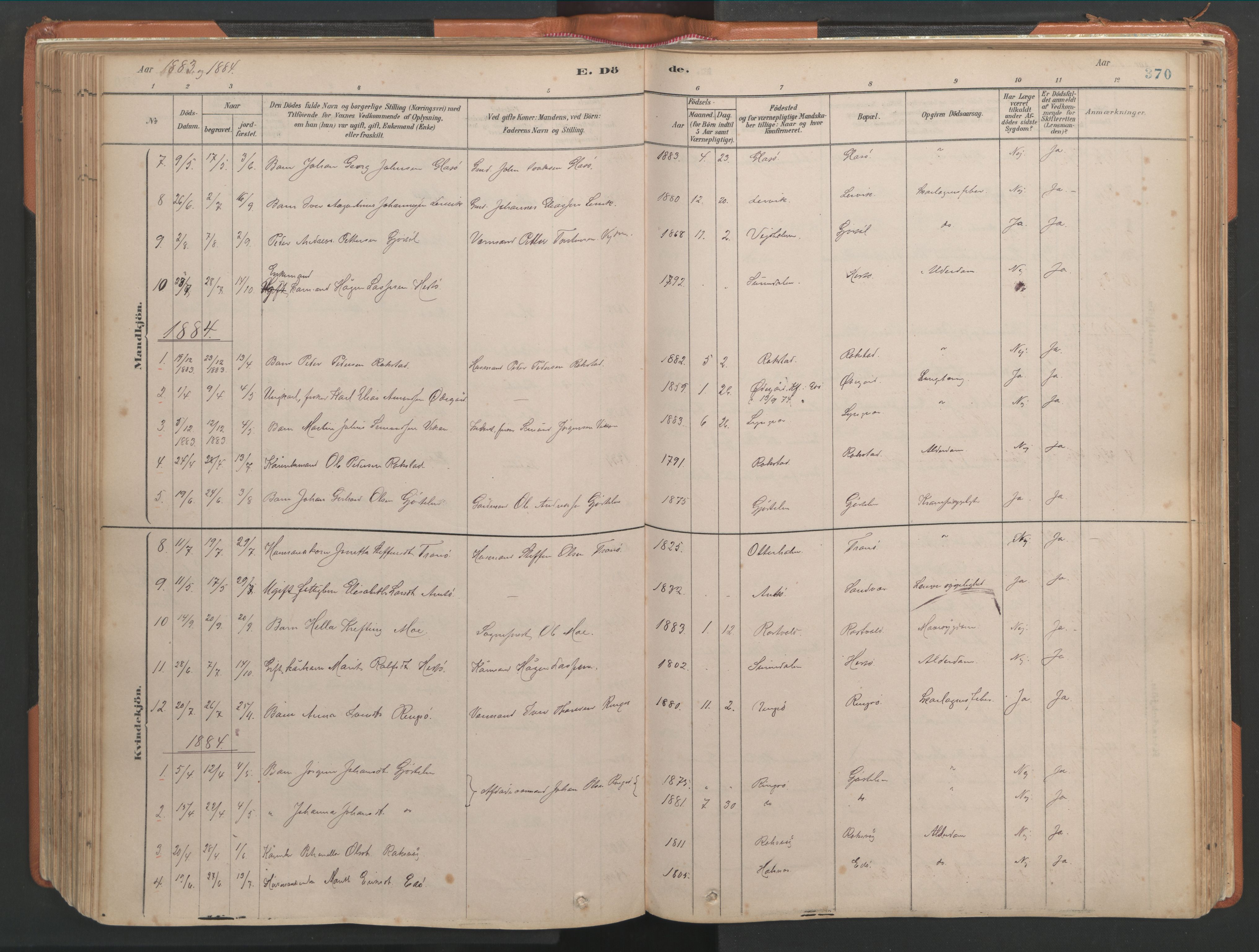 Ministerialprotokoller, klokkerbøker og fødselsregistre - Møre og Romsdal, AV/SAT-A-1454/581/L0941: Parish register (official) no. 581A09, 1880-1919, p. 370