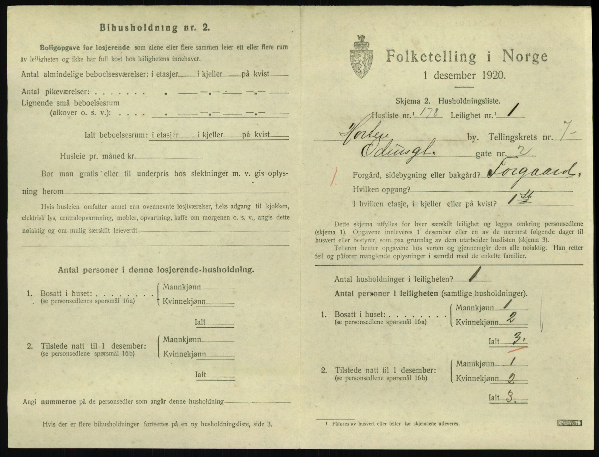 SAKO, 1920 census for Horten, 1920, p. 7863