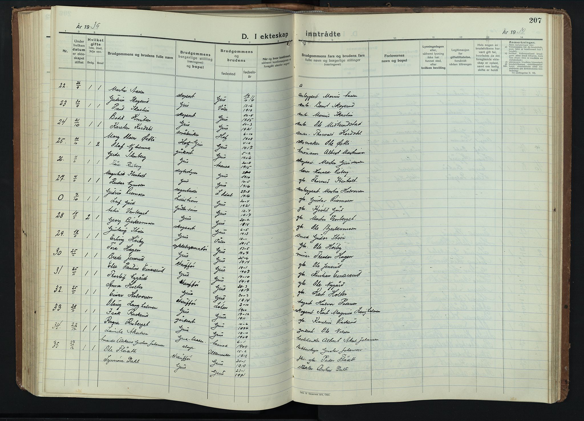 Grue prestekontor, AV/SAH-PREST-036/H/Ha/Hab/L0009: Parish register (copy) no. 9, 1935-1955, p. 207