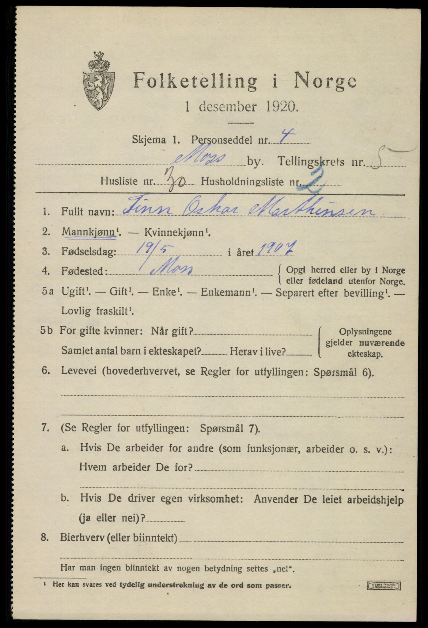 SAO, 1920 census for Moss, 1920, p. 16351