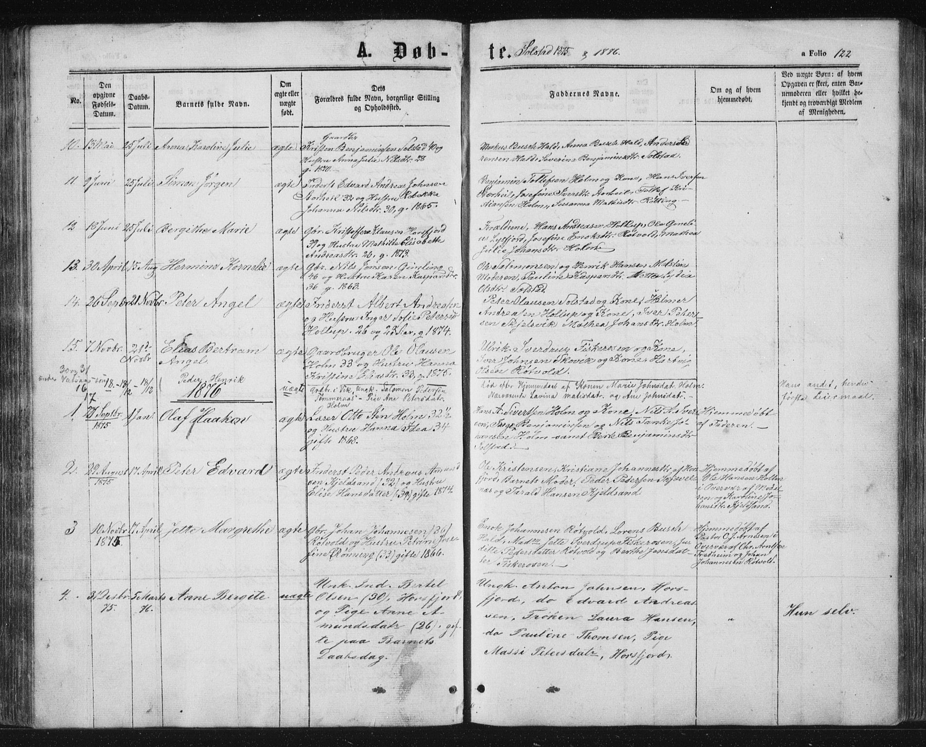 Ministerialprotokoller, klokkerbøker og fødselsregistre - Nordland, AV/SAT-A-1459/810/L0159: Parish register (copy) no. 810C02 /2, 1863-1883, p. 122