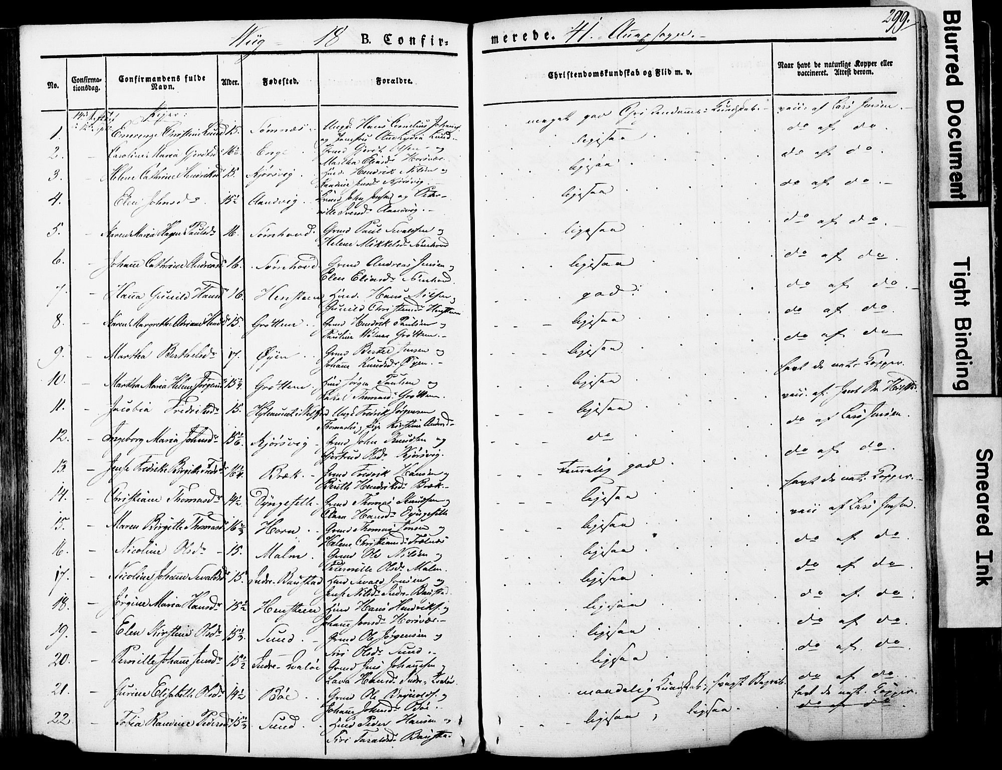 Ministerialprotokoller, klokkerbøker og fødselsregistre - Nordland, AV/SAT-A-1459/812/L0176: Parish register (official) no. 812A05, 1834-1874, p. 299