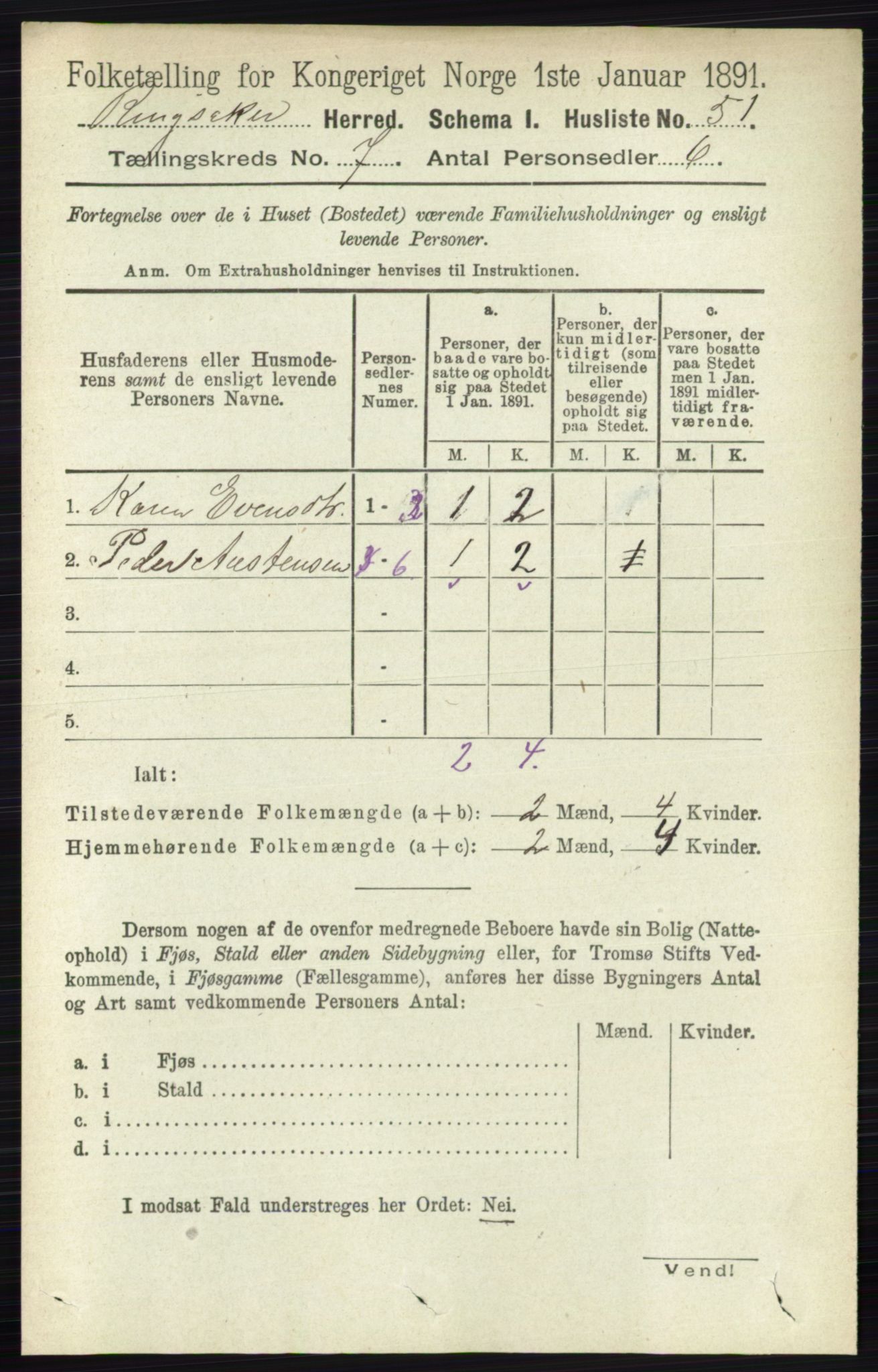 RA, 1891 census for 0412 Ringsaker, 1891, p. 3841