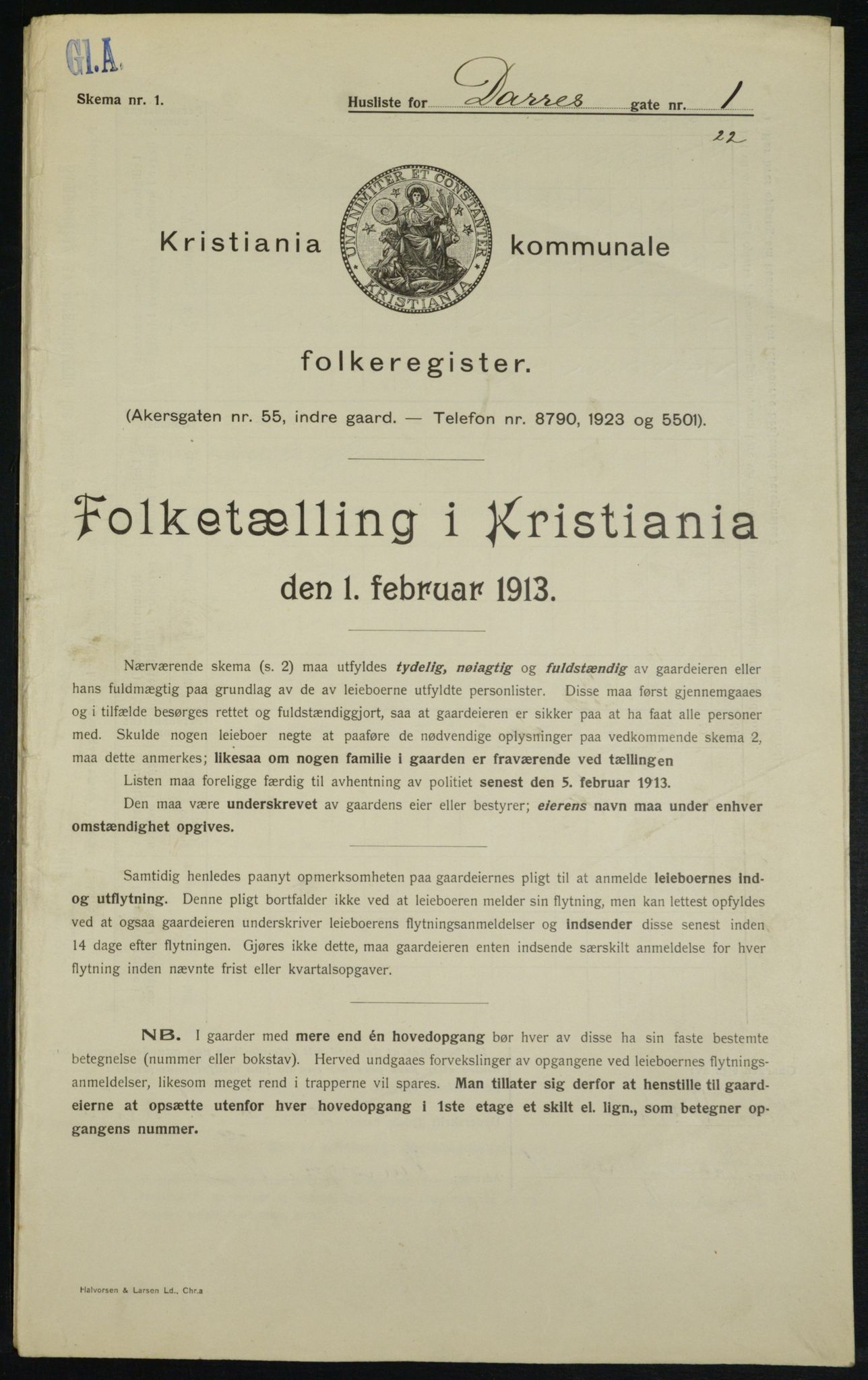 OBA, Municipal Census 1913 for Kristiania, 1913, p. 15384