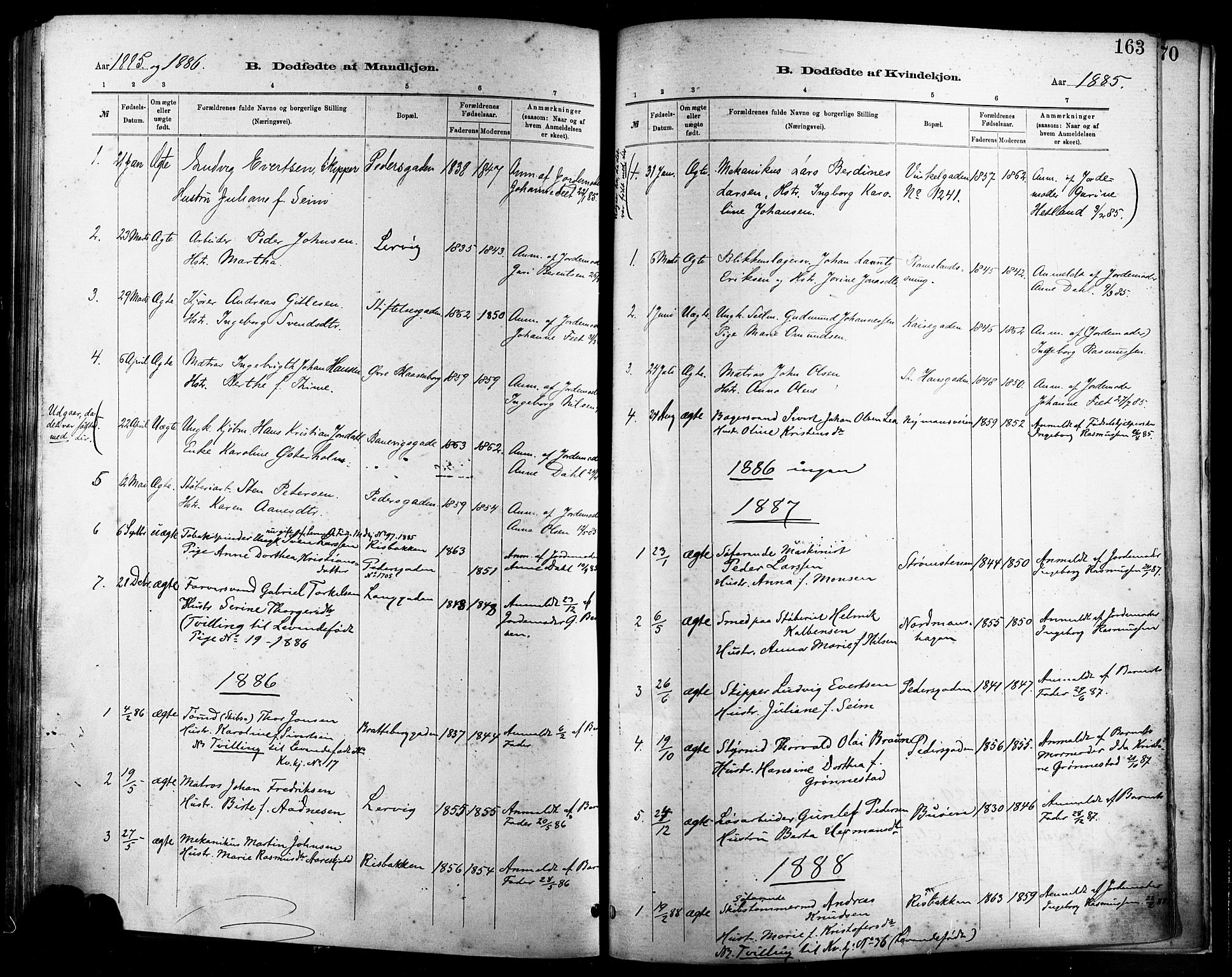 St. Johannes sokneprestkontor, SAST/A-101814/001/30/30BA/L0001: Parish register (official) no. A 1, 1885-1891, p. 163