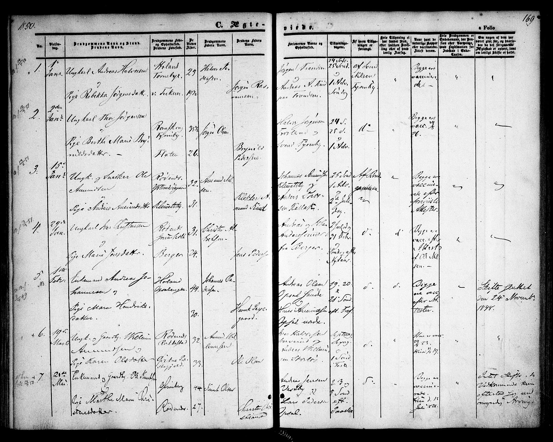 Rødenes prestekontor Kirkebøker, AV/SAO-A-2005/F/Fa/L0006: Parish register (official) no. I 6, 1850-1859, p. 169