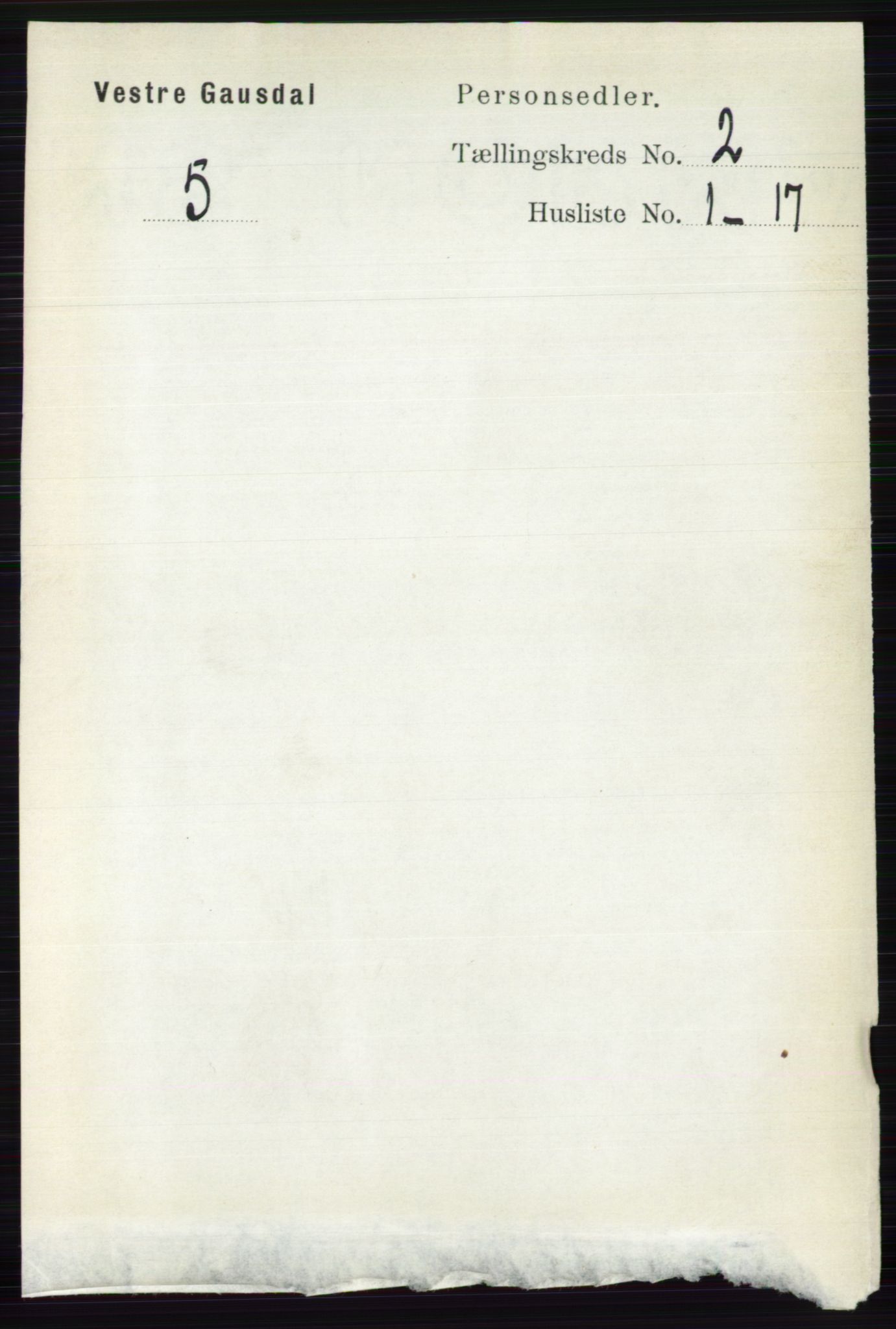 RA, 1891 census for 0523 Vestre Gausdal, 1891, p. 508