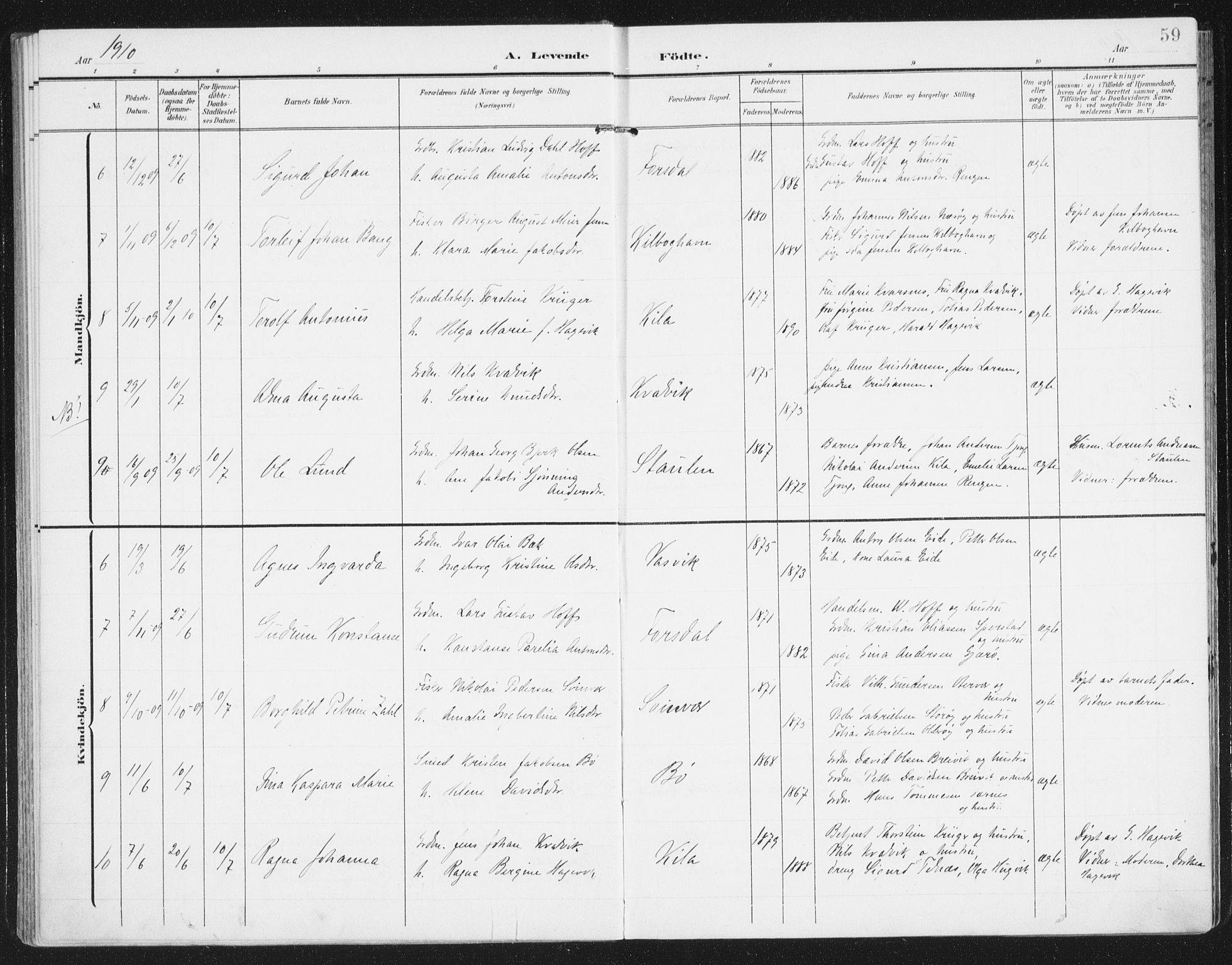 Ministerialprotokoller, klokkerbøker og fødselsregistre - Nordland, AV/SAT-A-1459/841/L0612: Parish register (official) no. 841A15, 1902-1910, p. 59