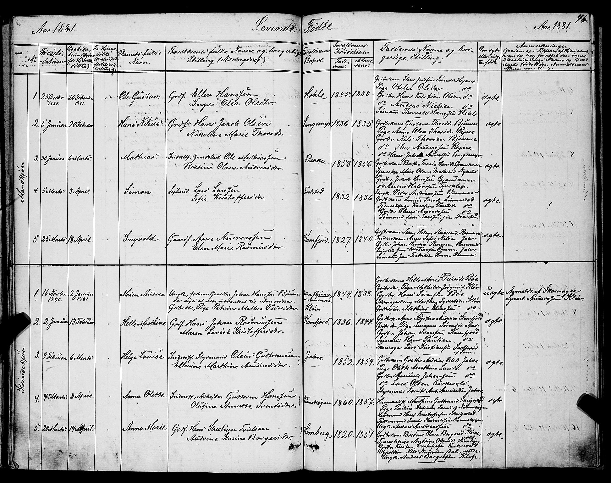 Ramnes kirkebøker, SAKO/A-314/G/Ga/L0003: Parish register (copy) no. I 3, 1870-1896, p. 46