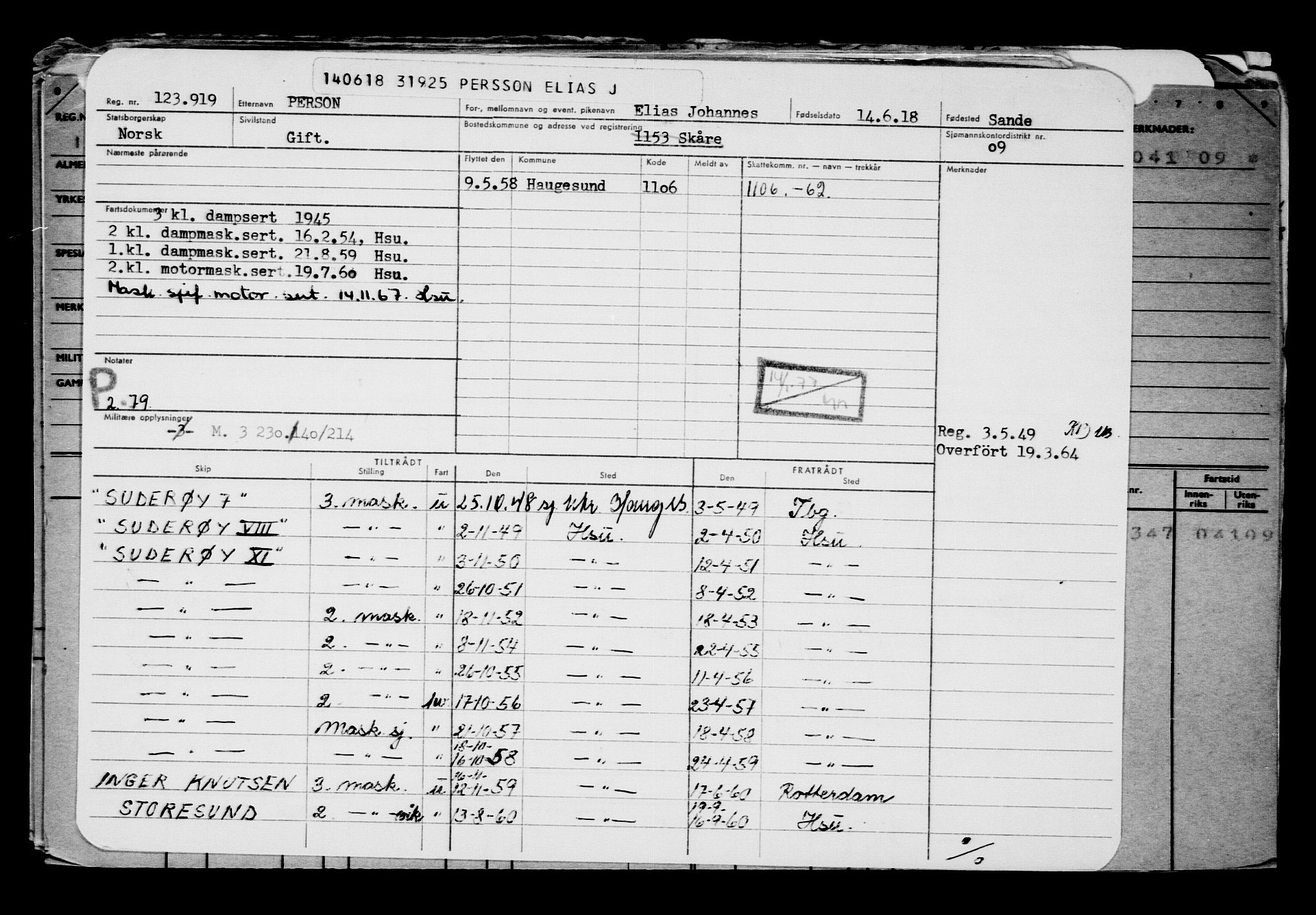 Direktoratet for sjømenn, AV/RA-S-3545/G/Gb/L0159: Hovedkort, 1918, p. 309