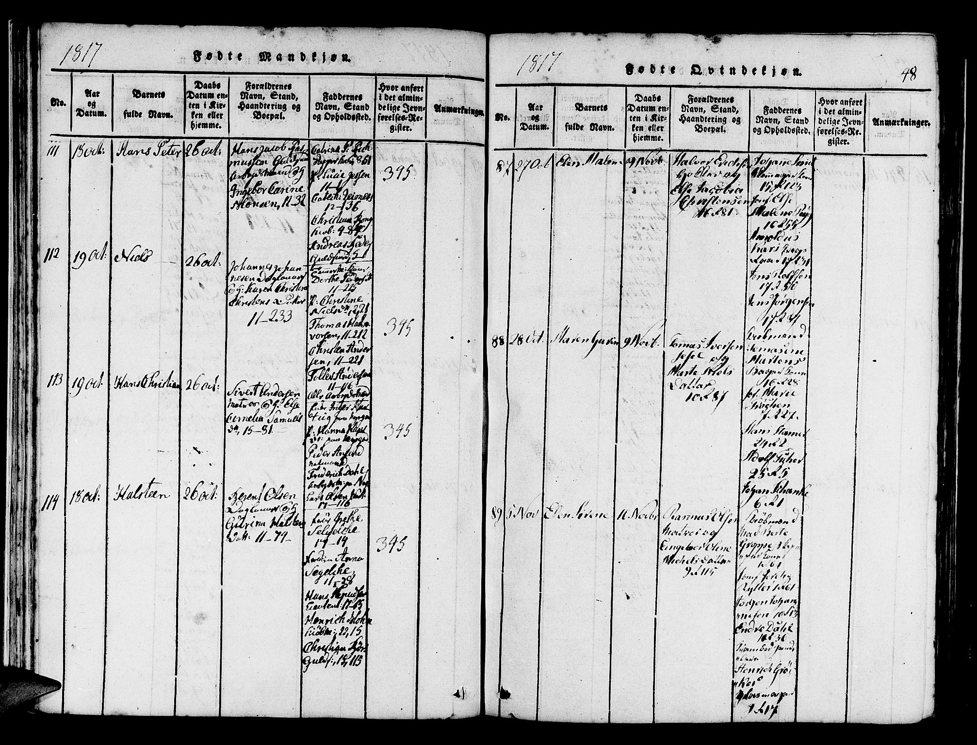 Domkirken sokneprestembete, AV/SAB-A-74801/H/Haa/L0010: Parish register (official) no. A 10, 1816-1821, p. 48