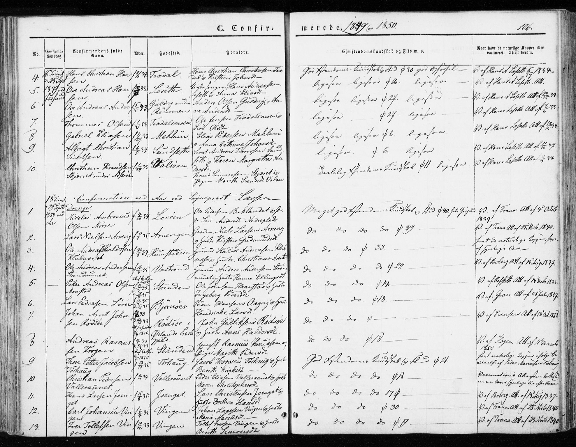 Ministerialprotokoller, klokkerbøker og fødselsregistre - Sør-Trøndelag, SAT/A-1456/655/L0677: Parish register (official) no. 655A06, 1847-1860, p. 106