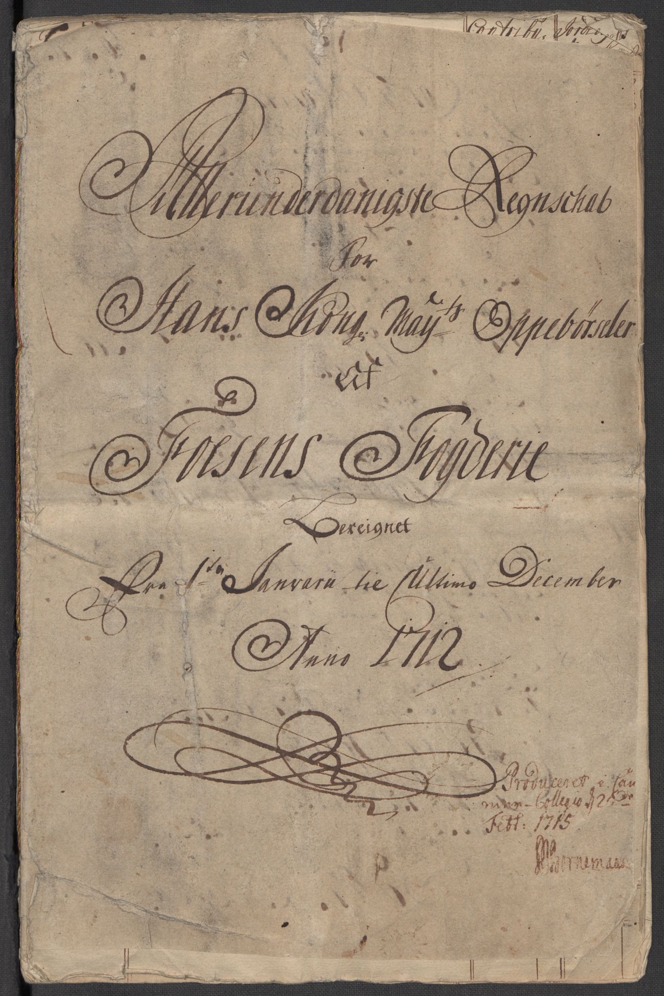 Rentekammeret inntil 1814, Reviderte regnskaper, Fogderegnskap, AV/RA-EA-4092/R57/L3861: Fogderegnskap Fosen, 1712-1713, p. 3