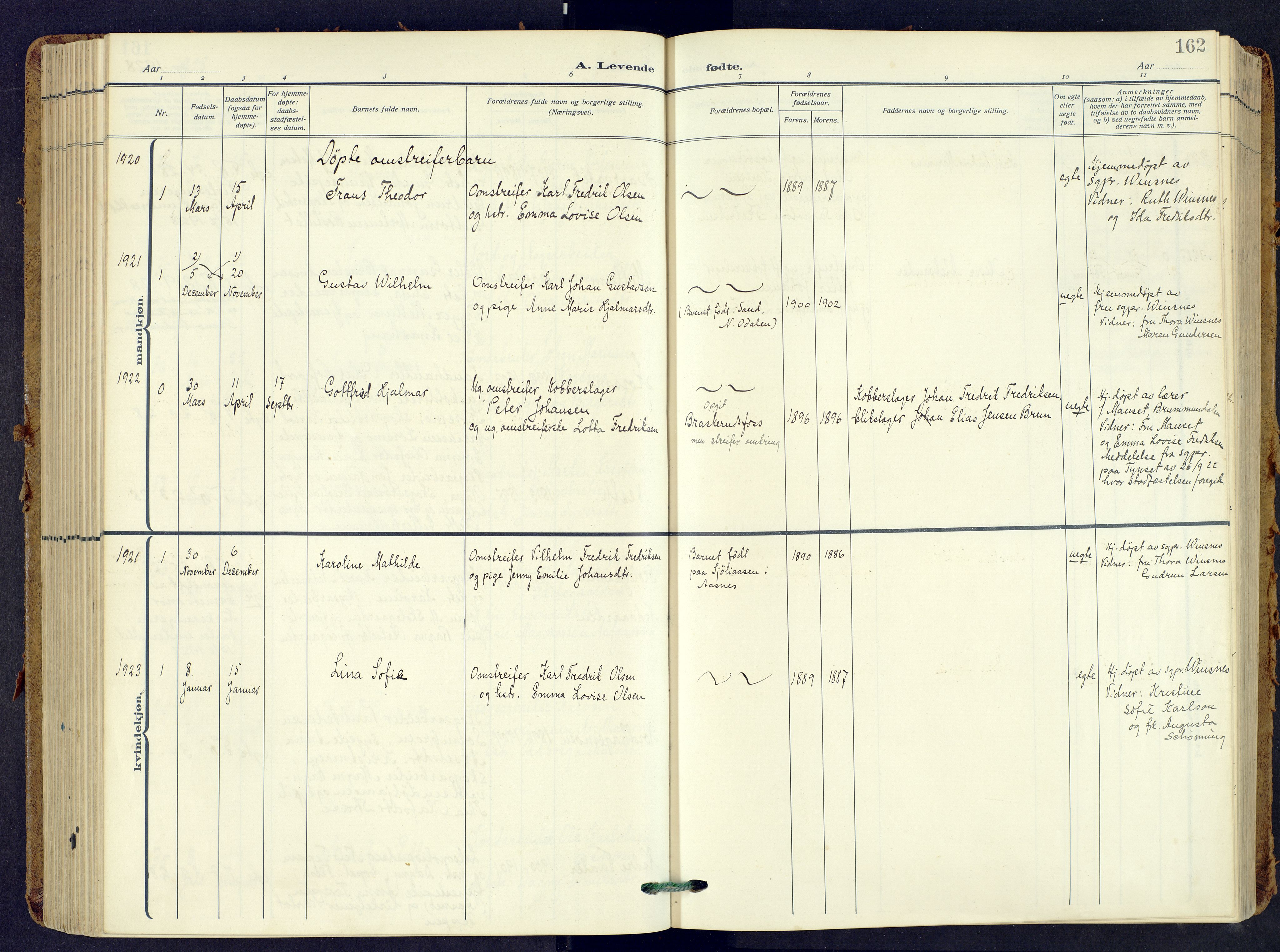 Våler prestekontor, Hedmark, AV/SAH-PREST-040/H/Ha/Haa/L0009: Parish register (official) no. 9, 1912-1940, p. 162