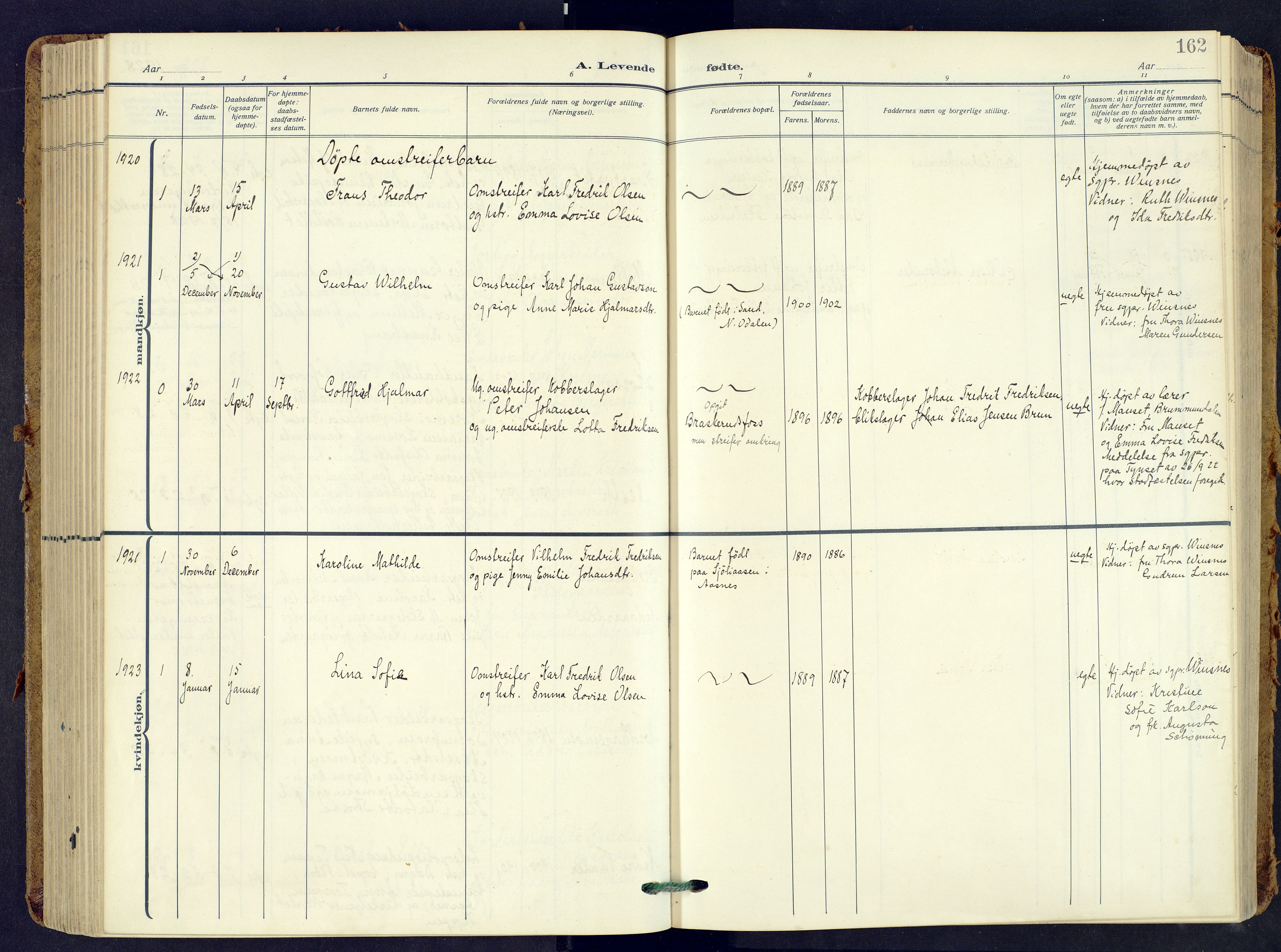 Våler prestekontor, Hedmark, SAH/PREST-040/H/Ha/Haa/L0009: Parish register (official) no. 9, 1912-1940, p. 162