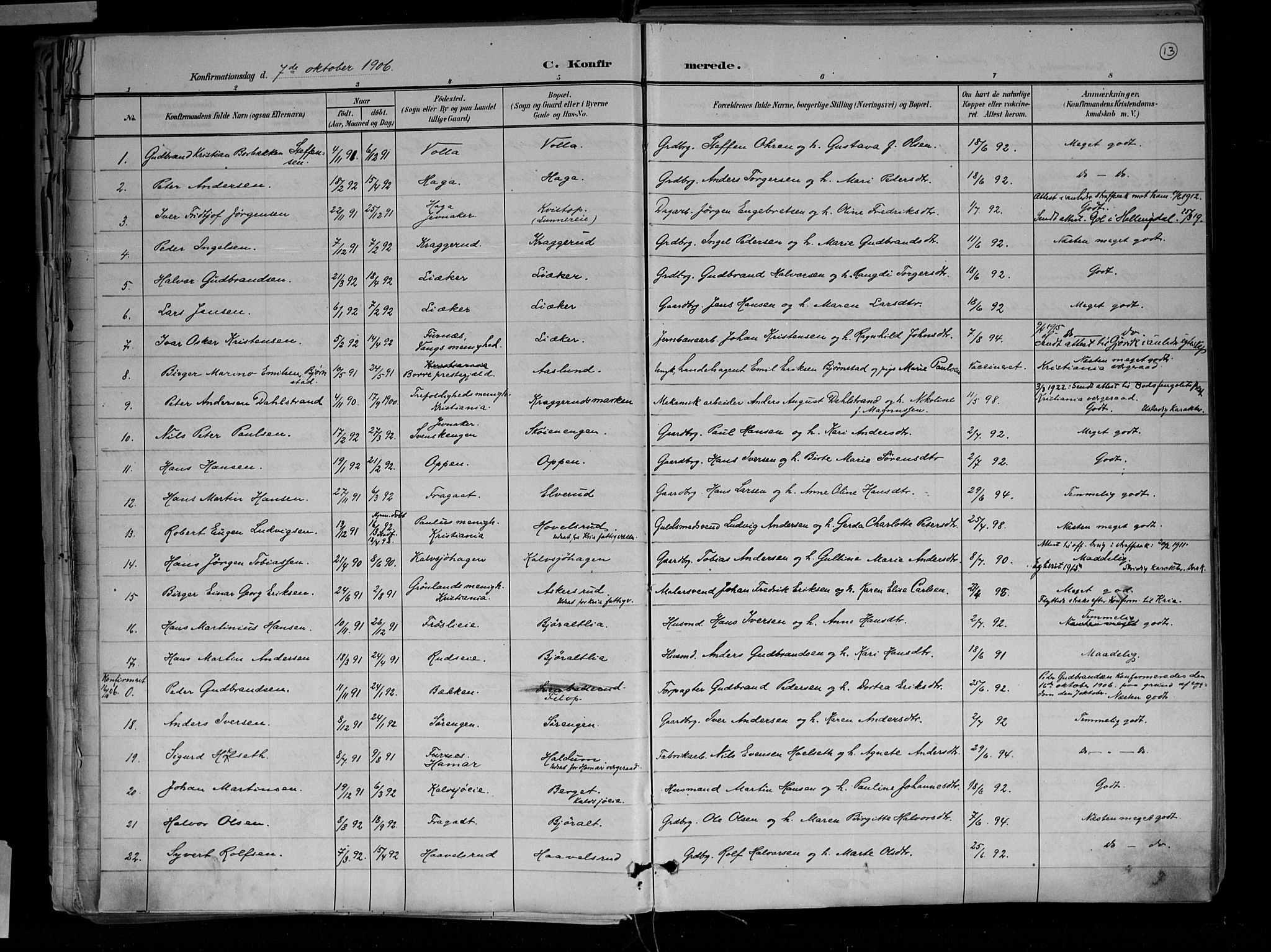 Jevnaker prestekontor, SAH/PREST-116/H/Ha/Haa/L0010: Parish register (official) no. 10, 1891-1906, p. 13
