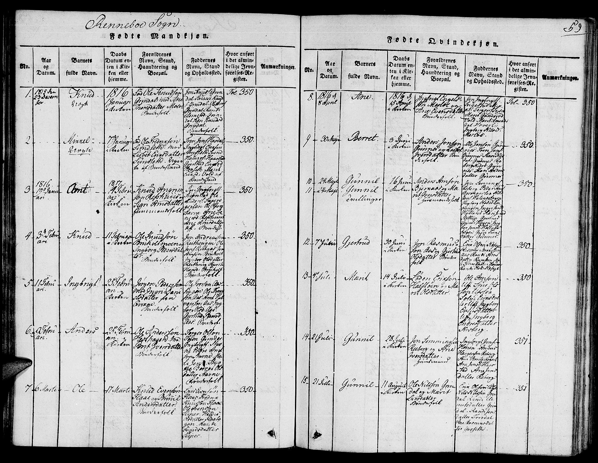 Ministerialprotokoller, klokkerbøker og fødselsregistre - Sør-Trøndelag, SAT/A-1456/672/L0854: Parish register (official) no. 672A06 /2, 1816-1829, p. 59