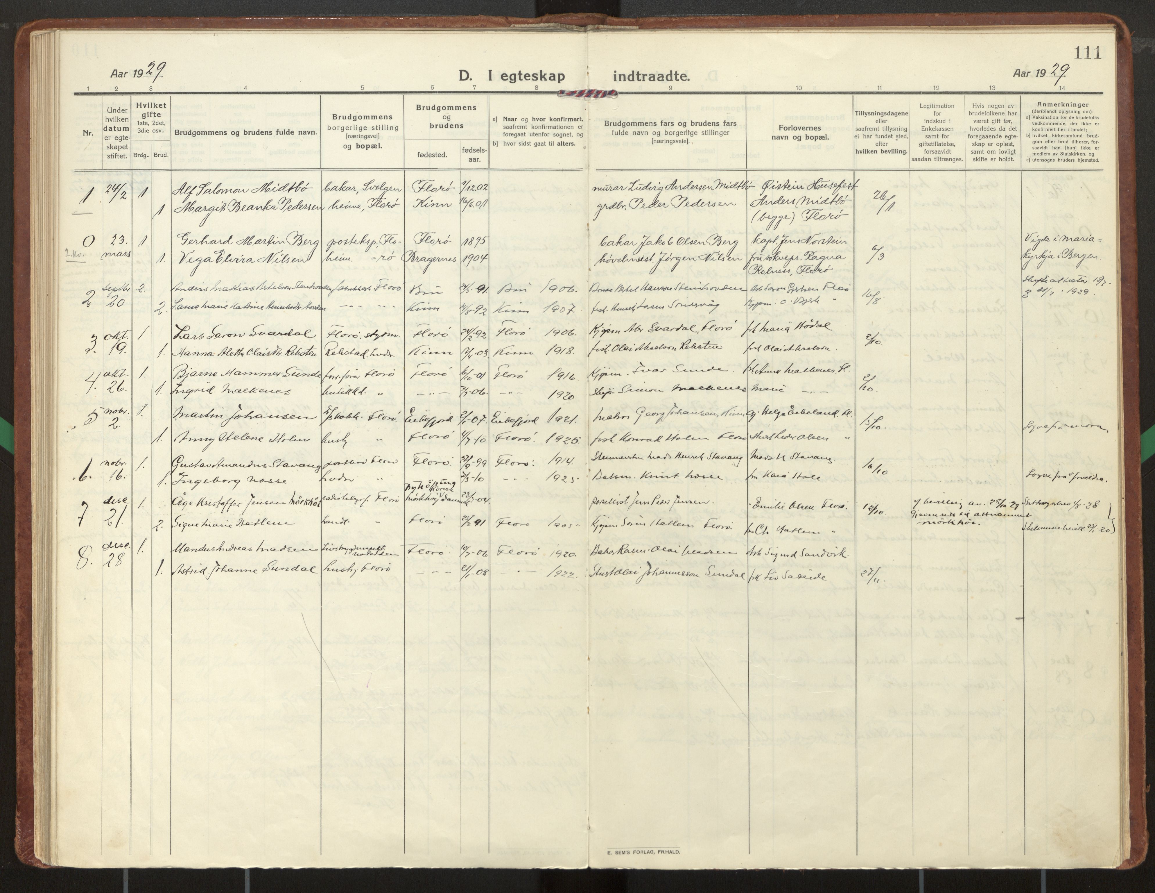 Kinn sokneprestembete, AV/SAB-A-80801/H/Haa/Haac/L0003: Parish register (official) no. C 3, 1917-1934, p. 111