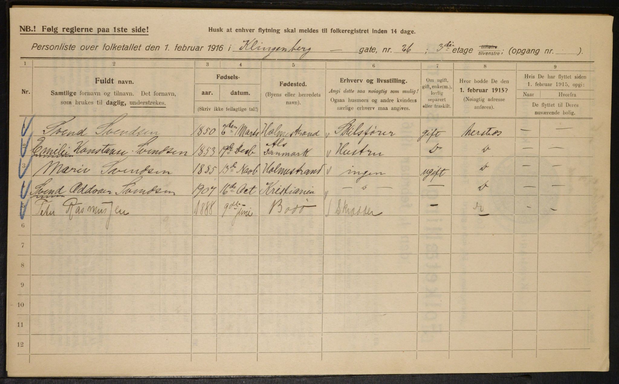 OBA, Municipal Census 1916 for Kristiania, 1916, p. 53187