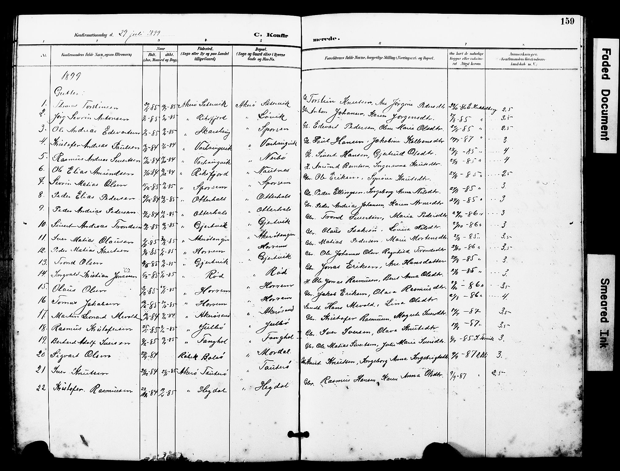 Ministerialprotokoller, klokkerbøker og fødselsregistre - Møre og Romsdal, SAT/A-1454/560/L0725: Parish register (copy) no. 560C02, 1895-1930, p. 159