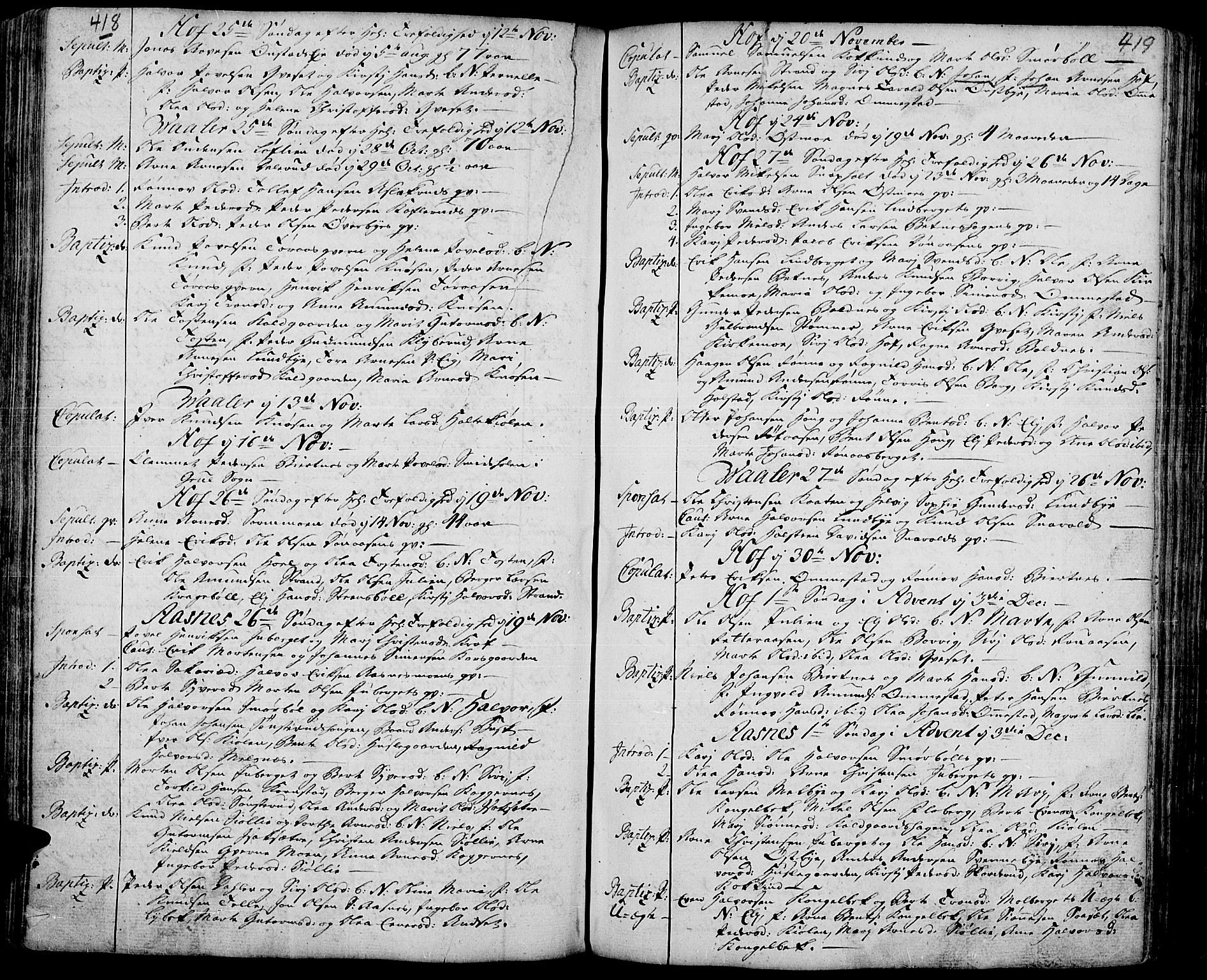 Hof prestekontor, AV/SAH-PREST-038/H/Ha/Haa/L0003: Parish register (official) no. 3, 1750-1789, p. 418-419