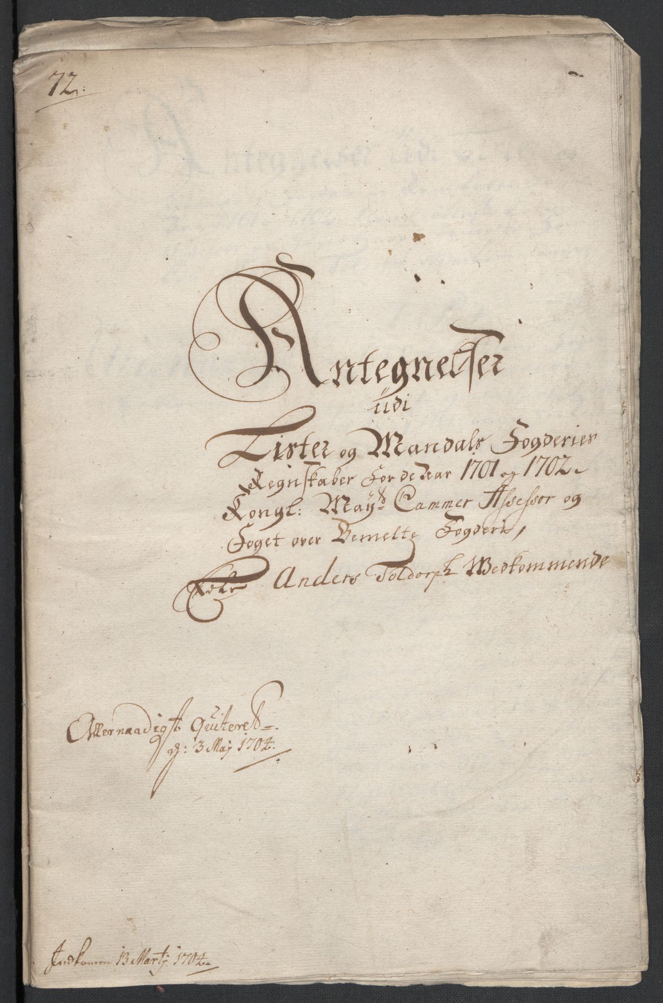 Rentekammeret inntil 1814, Reviderte regnskaper, Fogderegnskap, RA/EA-4092/R43/L2549: Fogderegnskap Lista og Mandal, 1701-1702, p. 362