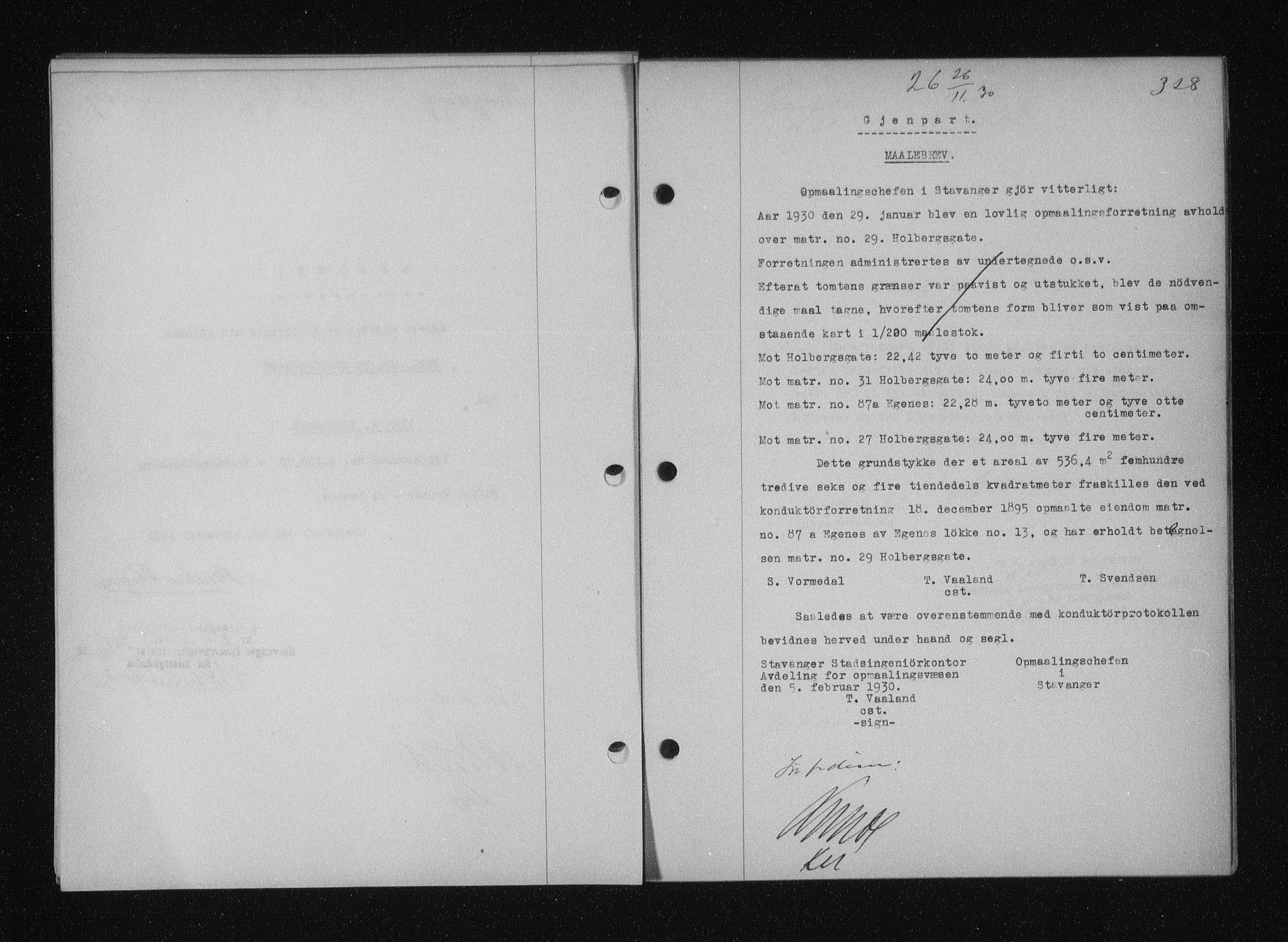 Stavanger byfogd, AV/SAST-A-101408/001/4/41/410/410BB/L0058: Mortgage book no. 48, 1930-1931, Deed date: 26.11.1930